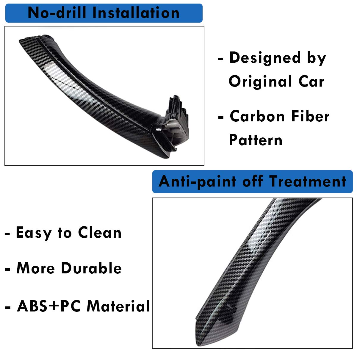 Moonlinks Compatible with BMW 3 Series E90 E91 E92 E93 Carbon Fiber Door Handle,Right Front/Rear Passenger Side Door Handle Cove