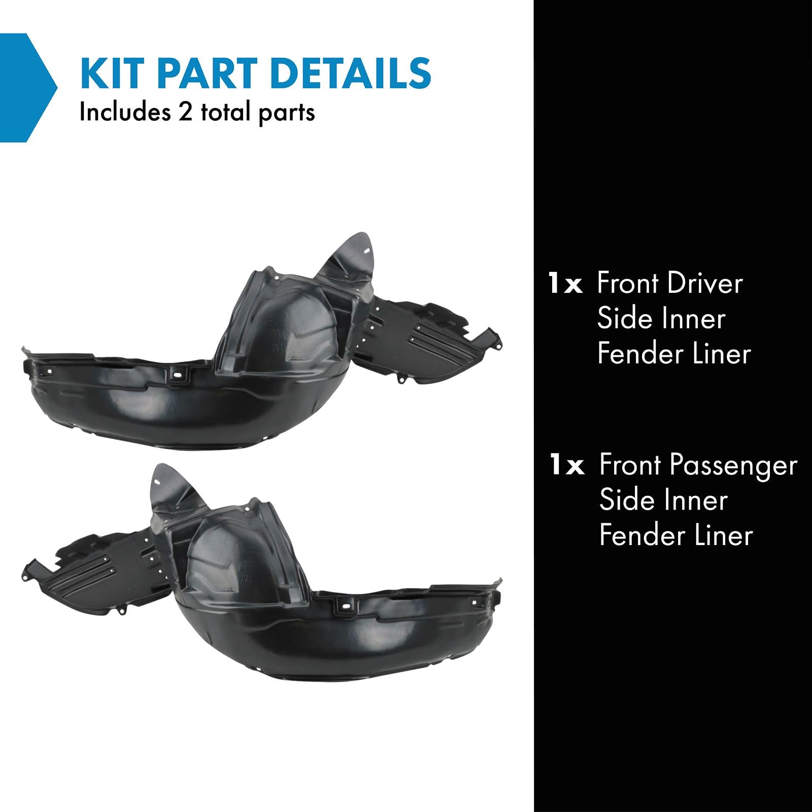 Trq Front Inner Fender Liner Set Compatible With 2006-2007 Subaru Impreza Su1248115 Su1249115