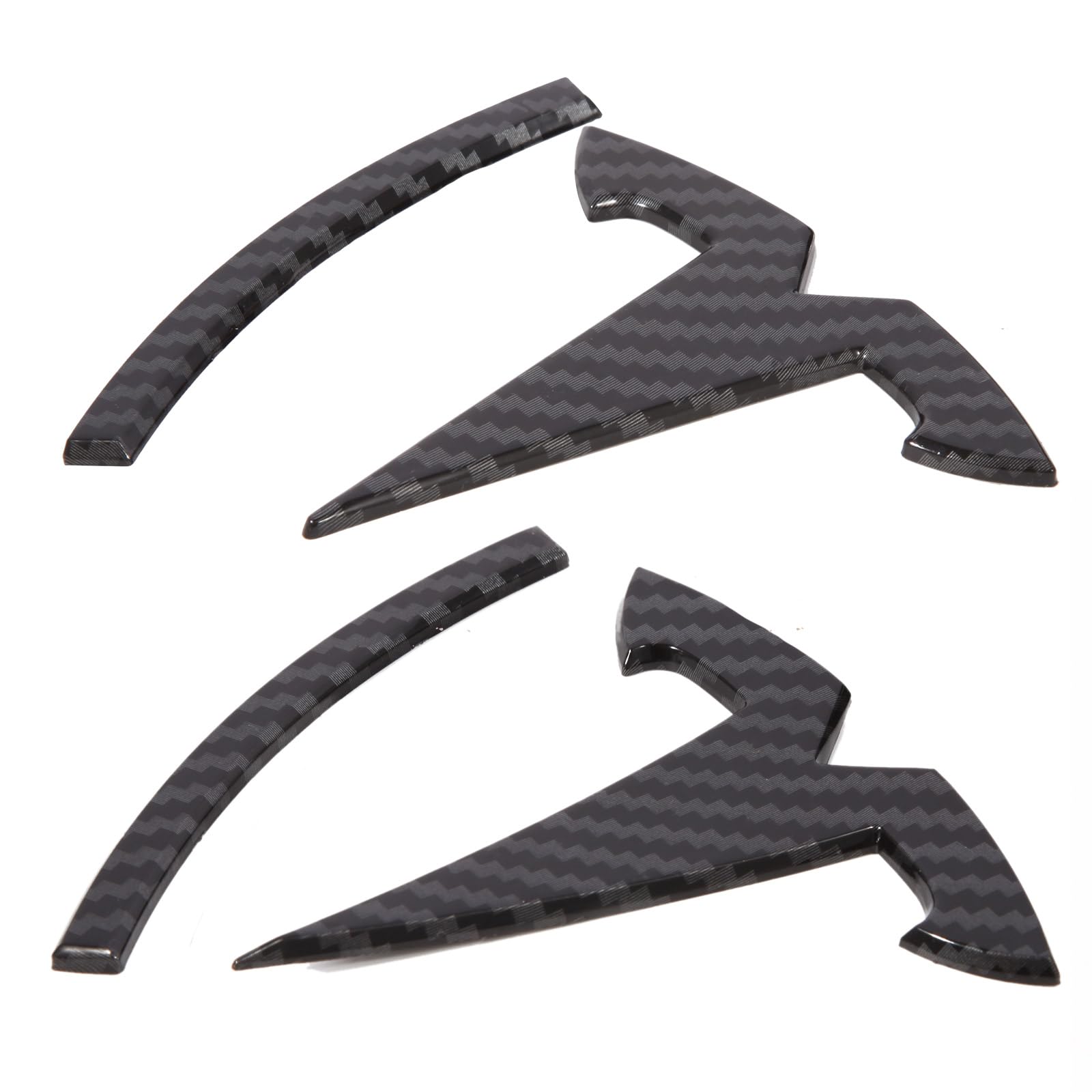 Emblem Accessories For Tesla Model 3 2023 2022-2017 Logo Sticker Model 3 Embelm Decals (Black- Carbon Fiber Pattern)