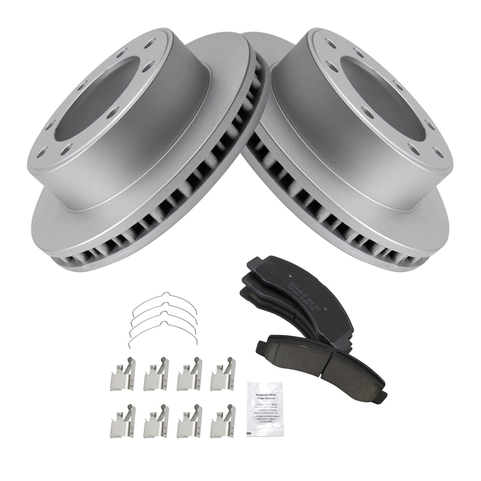 Trq Front Brake Pad & Rotor Kit Brake Pads Brake Rotor Ceramic Premium G-Coated Compatible With 2000-2005 Ford Excursion 2000-20