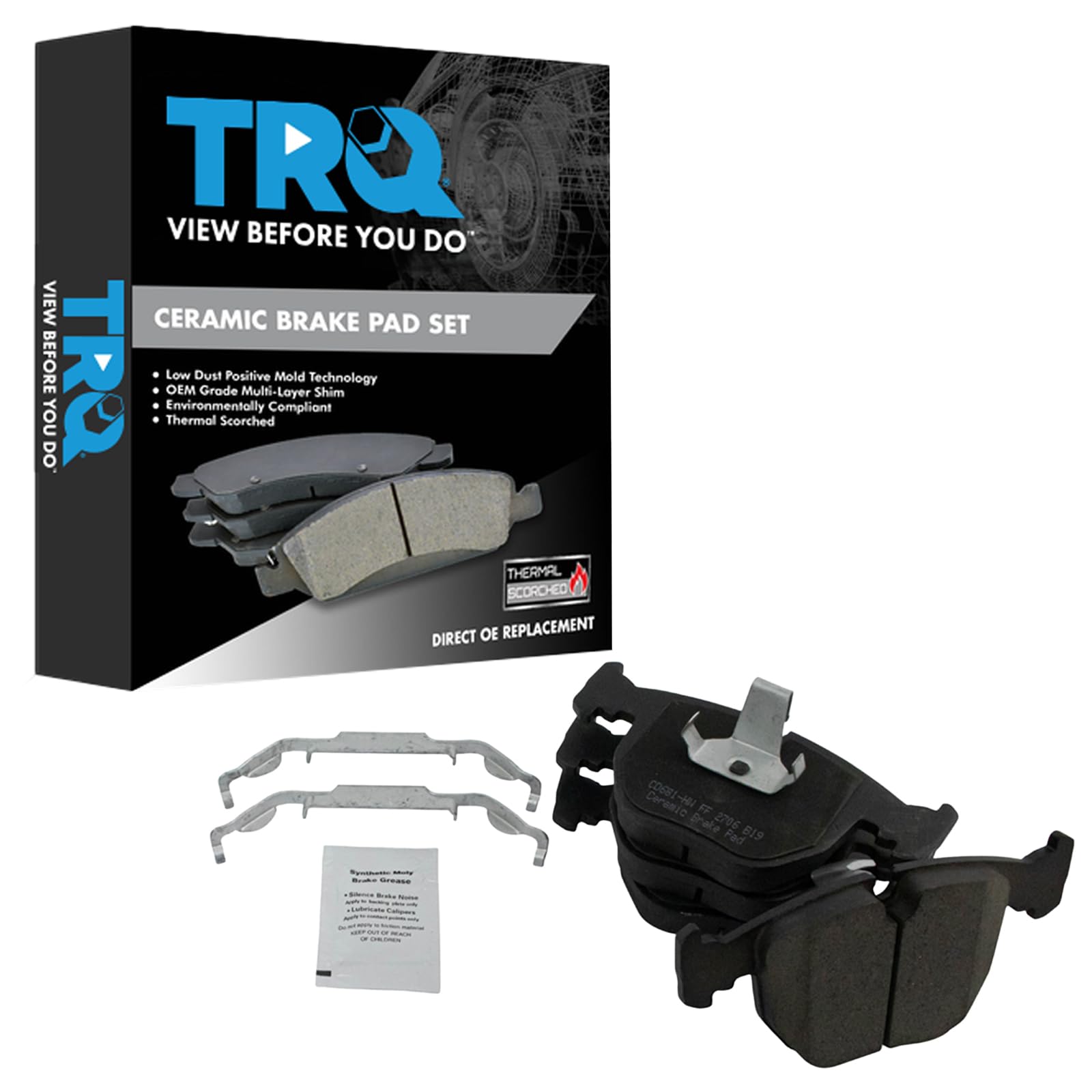 TRQ Front Brake Pads Ceramic Compatible with 2001-2003 BMW 530i 1997-2003 540i 1995-2001 740i 740iL 2000-2003 M5 2000-2006 X5