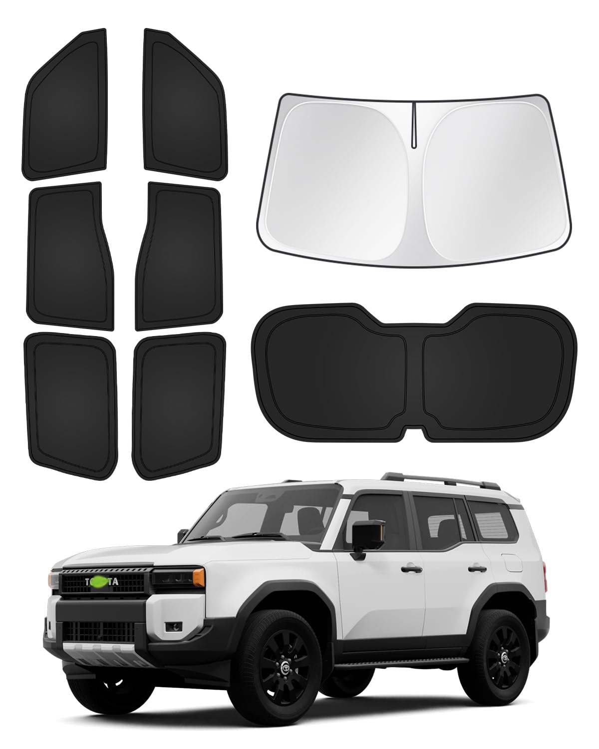 Canvcle Sunshades For 2024 2025 Toyota Land Cruiser Prado 250 Accessories Windshield Sun Shade Side Rear Window Shade Cover Sun