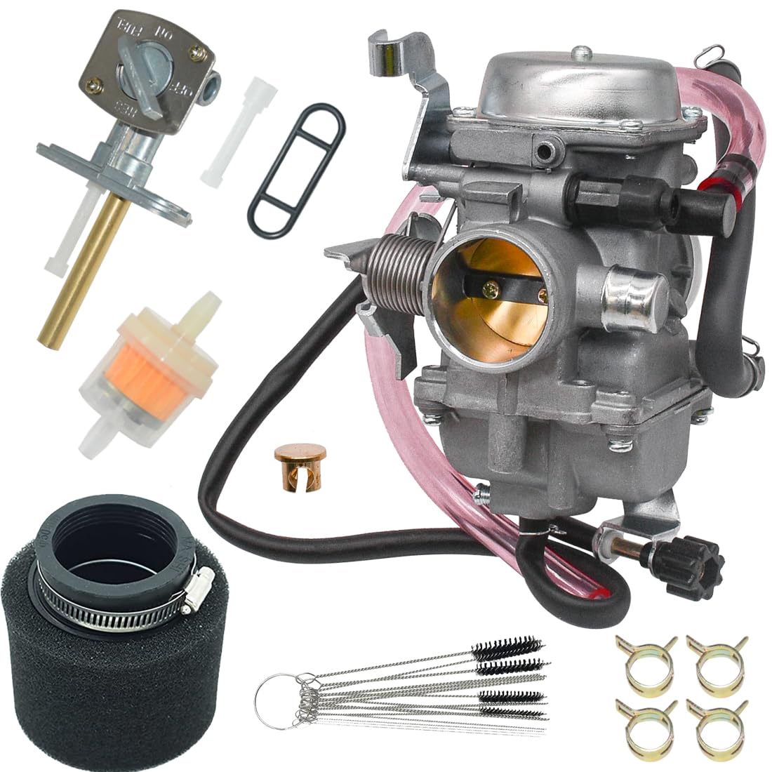 Jdllong Klf300 Carburetor For Kawasaki Klf 300 Bayou 300 1986-1995 1996-2005 Atv Carb With Fuel Valve Petcock Switch