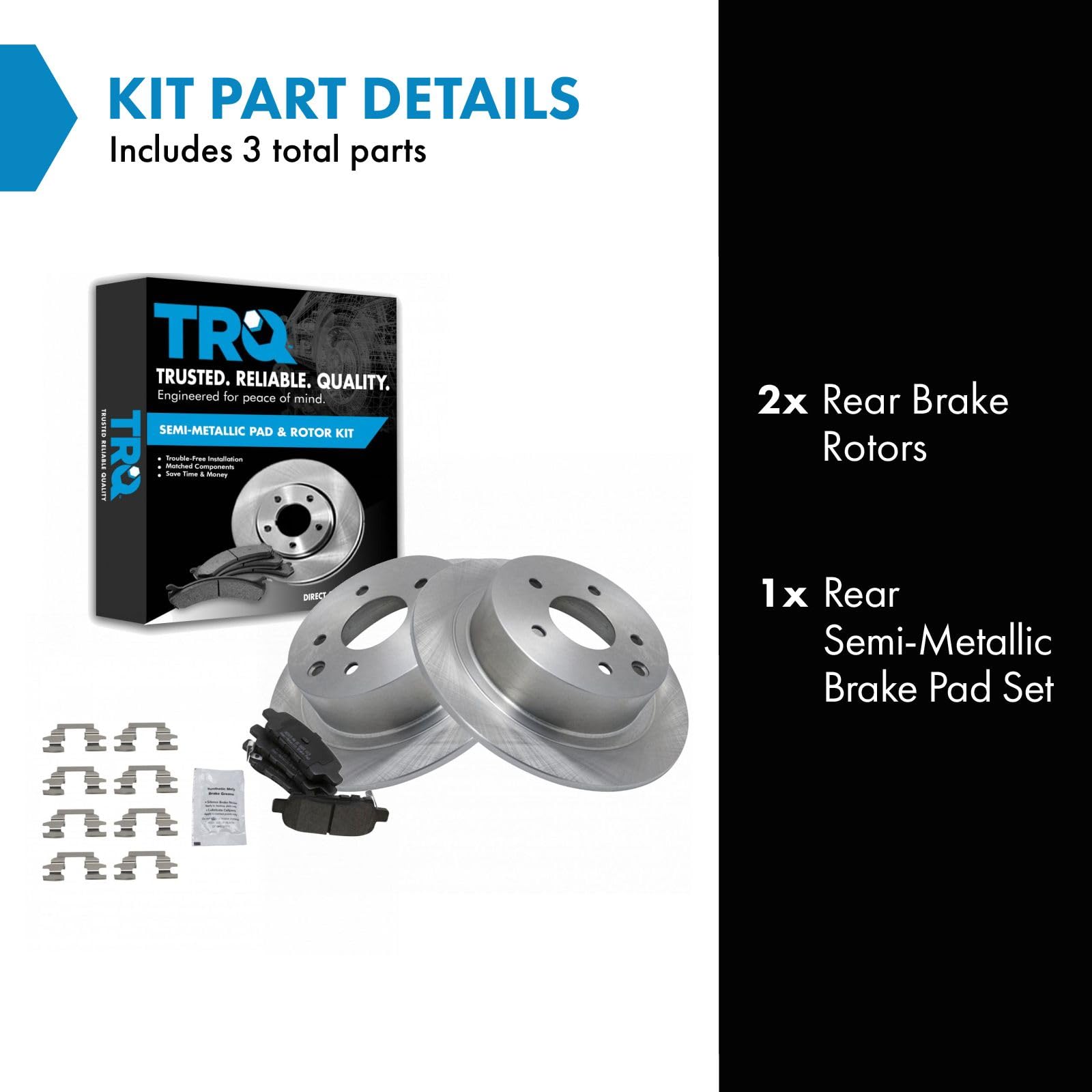 Trq Rear Brake Pad & Rotor Kit Brake Pads Brake Rotor Semi-Metallic Compatible With 2002-2022 Nissan Altima 2011-2017 Juke 2004-