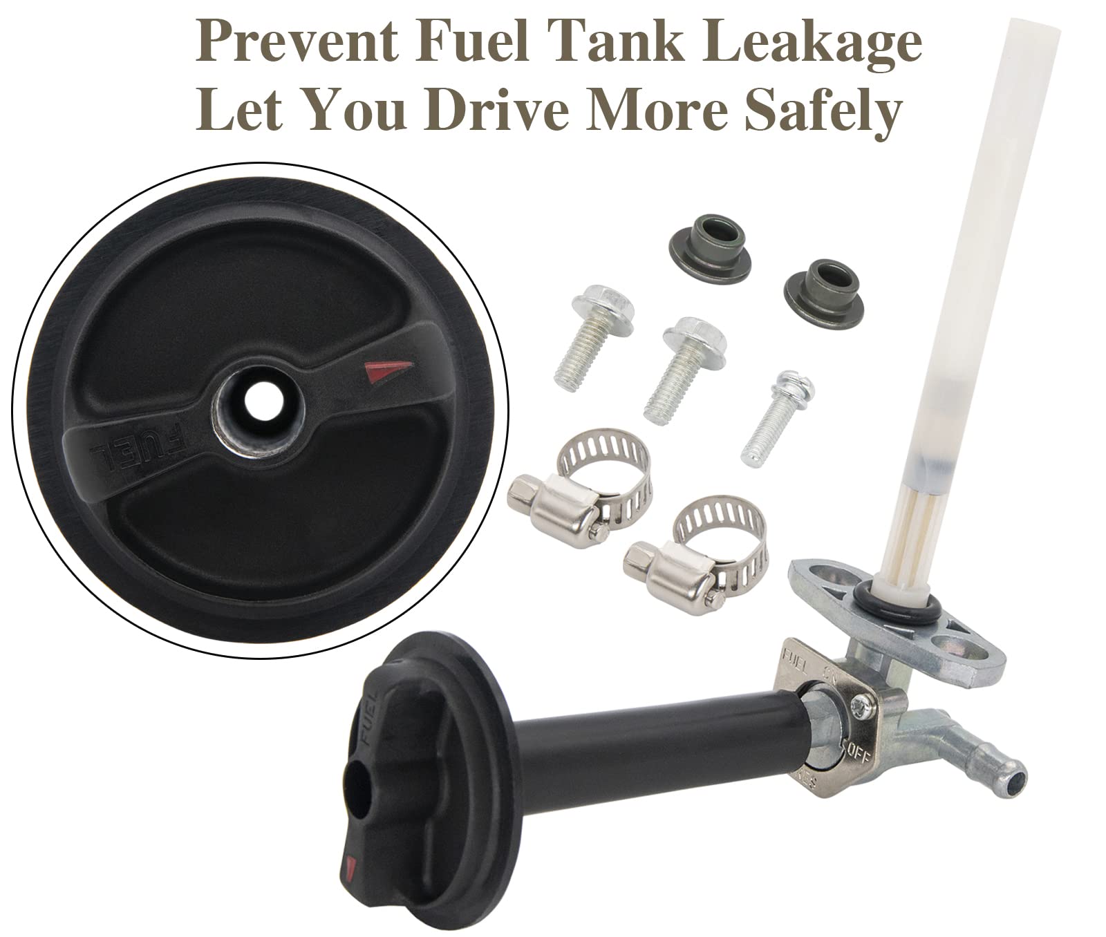 Fuel Valve Petcock With Lever Screw, Fuel Tank Switch Valve Petcock For 2001-2004 Honda Recon 250 TRX250 Rancher TRX350 TRX420,H