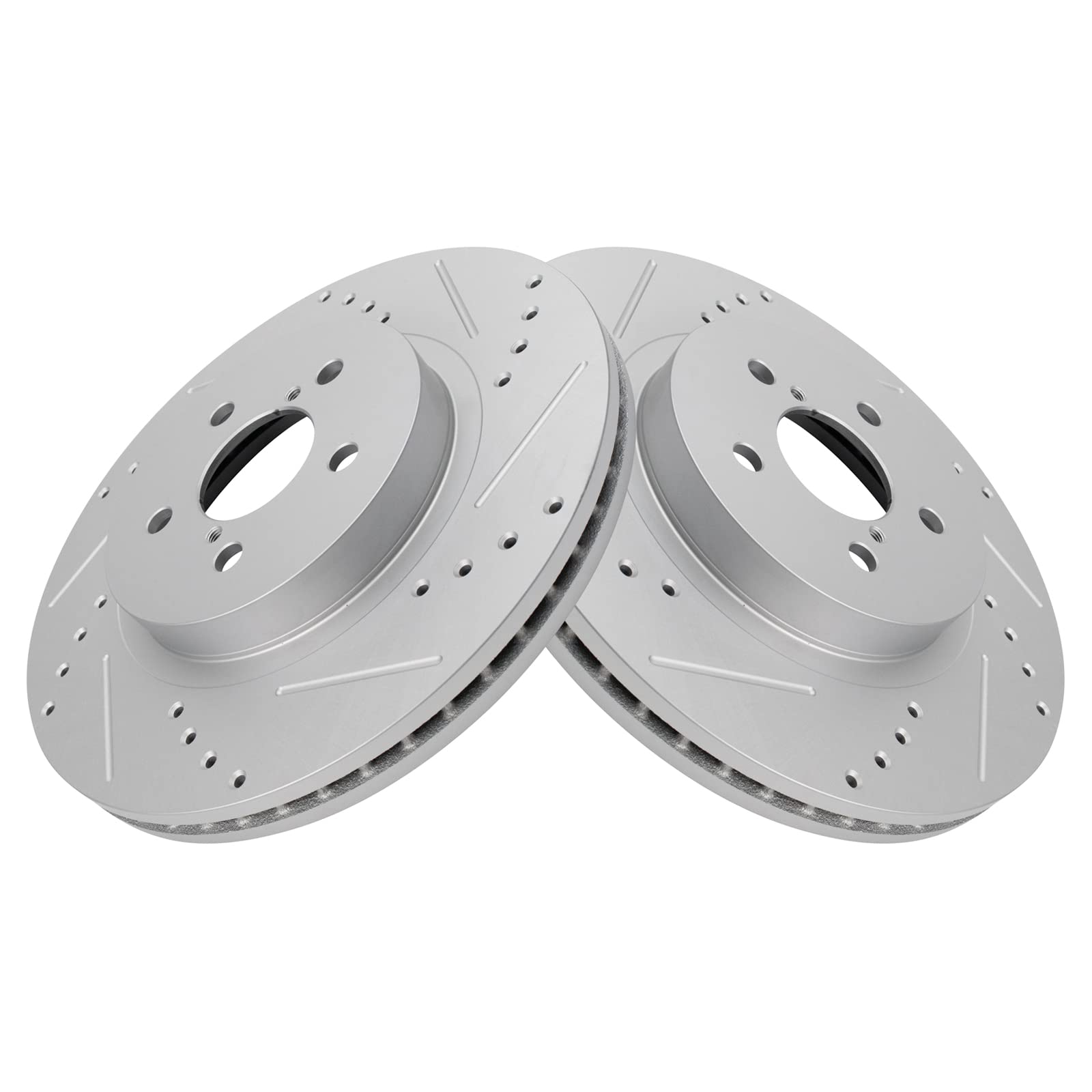Trq Front Performance Brake Rotors Set Premium G-Coated Cross Drilled & Slotted Compatible With 2018-2021 Subaru Crosstrek 2017-