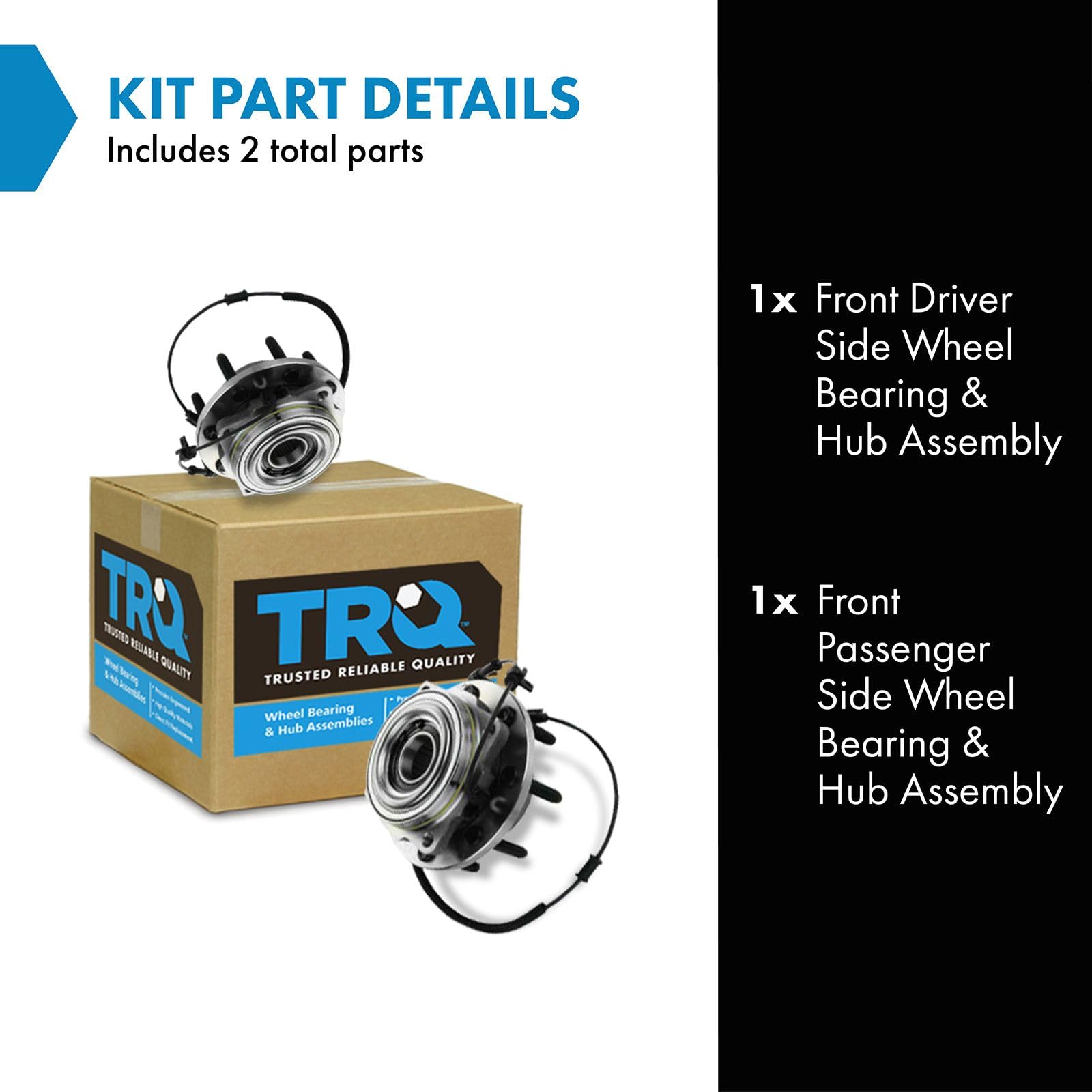 Trq Front Wheel Hub Bearings Assembly Set Compatible With 2011-2016 Ford F-250 Super Duty F-350 Super Duty