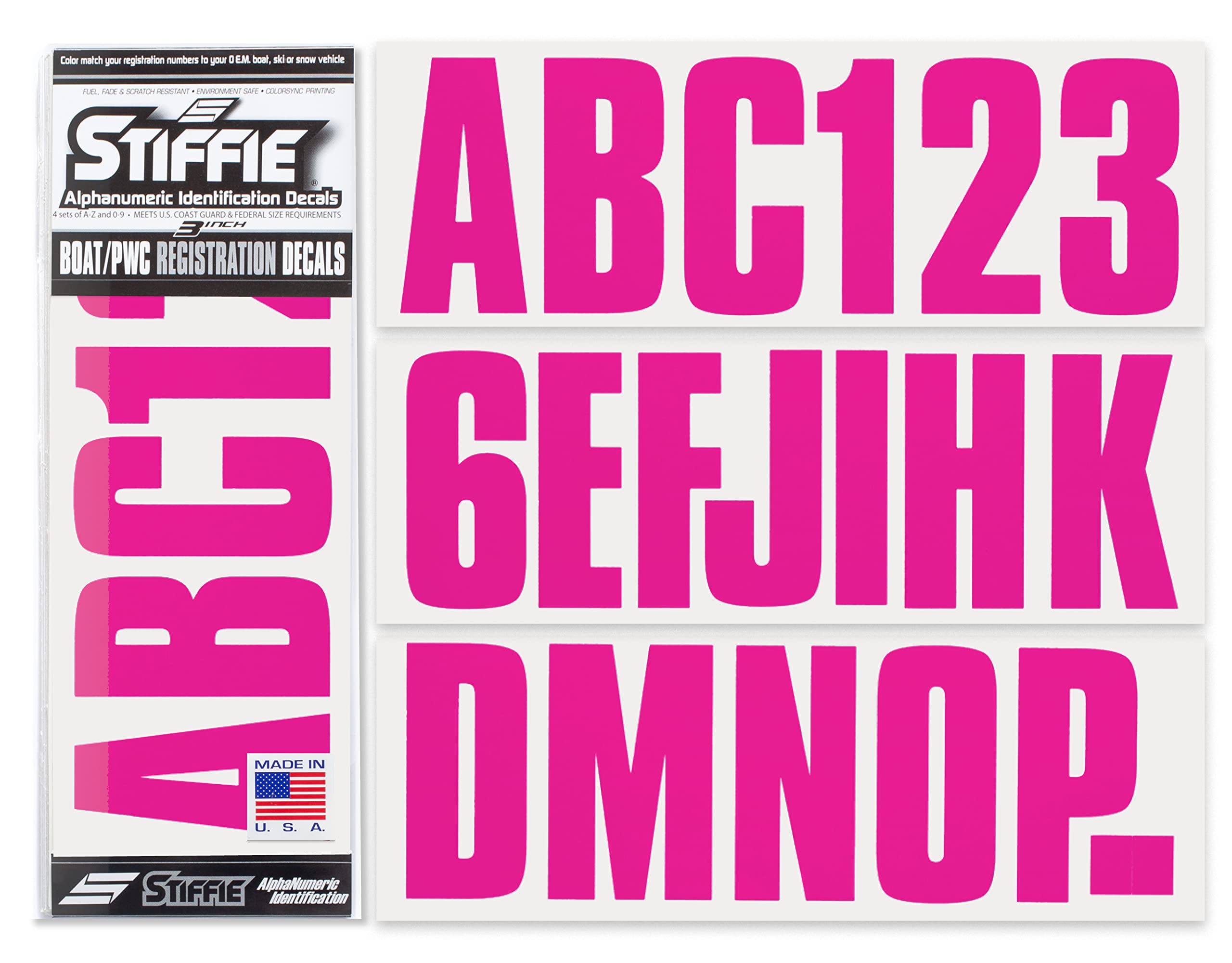 Stiffie Uniline Berry 3 Alpha-Numeric Registration Identification Numbers Stickers Decals For Boats & Personal Watercraft