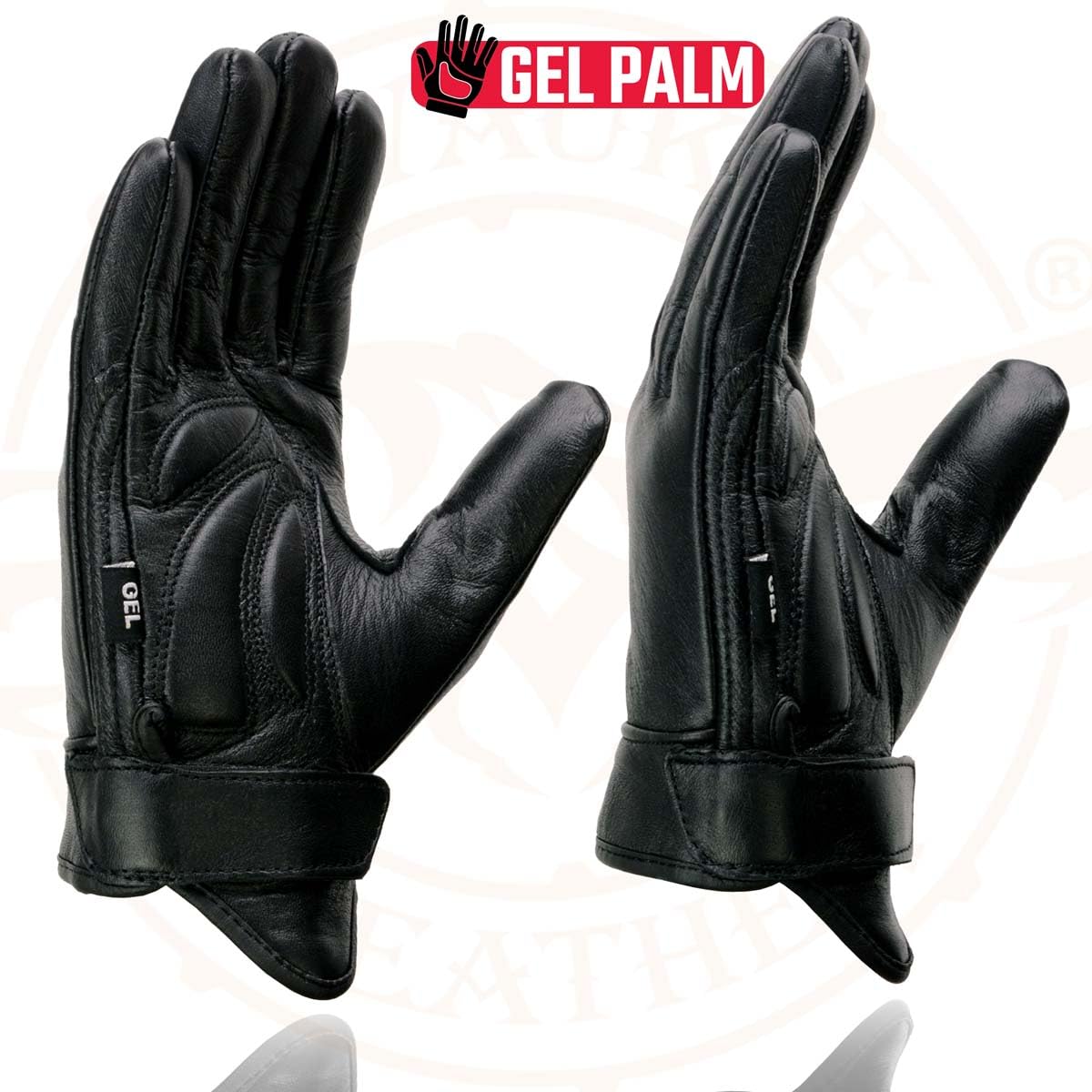 Milwaukee Leather Mg7510 Men'S Black Leather Gel Padded Palm Short Wrist Motorcycle Hand Gloves W/ Full Panel Cover - 3X-Large