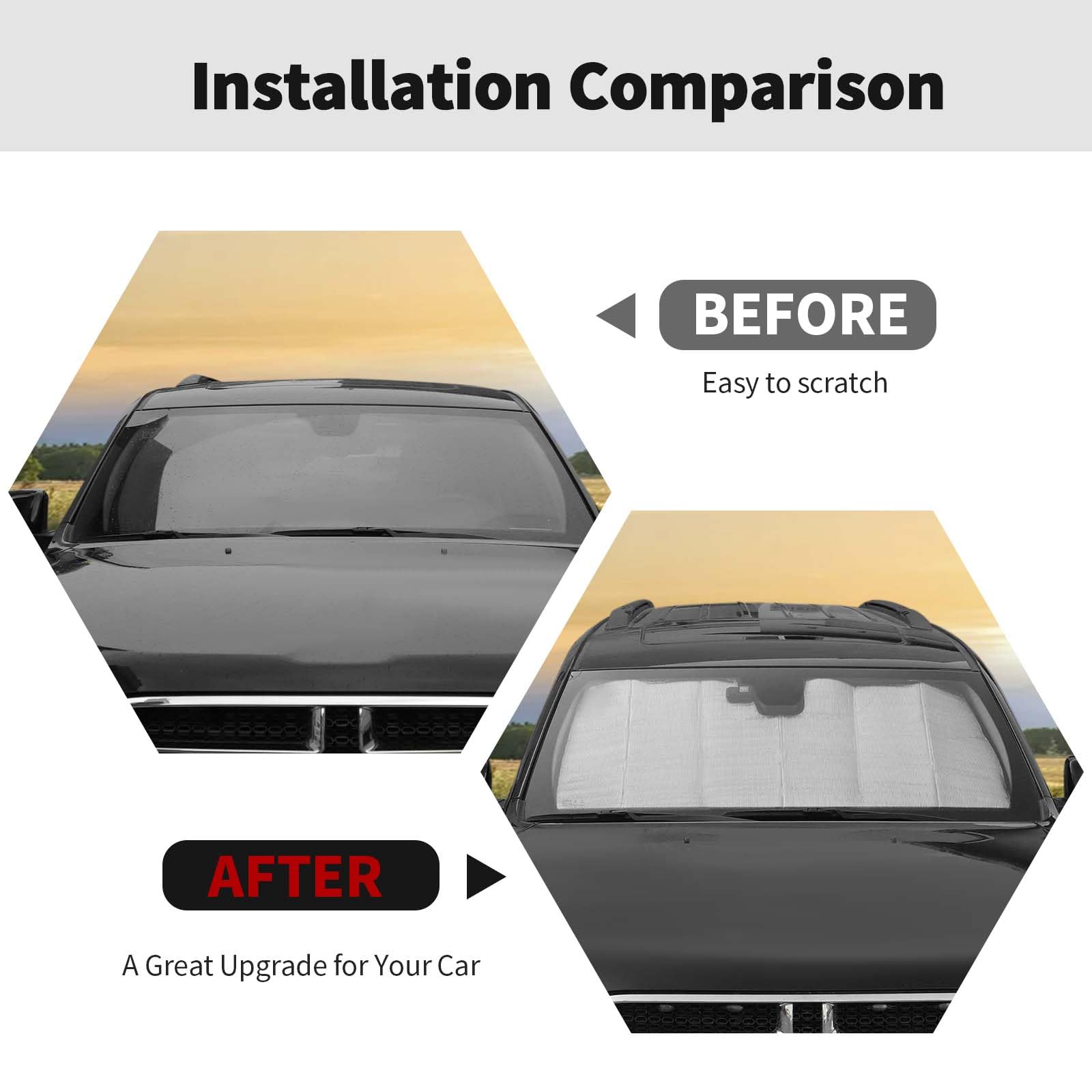 RT-TCZ Windshield Sunshade Sun Shade Heat Shield Window Sun Visor Mat for Dodge Durango 2011-2024,Silver