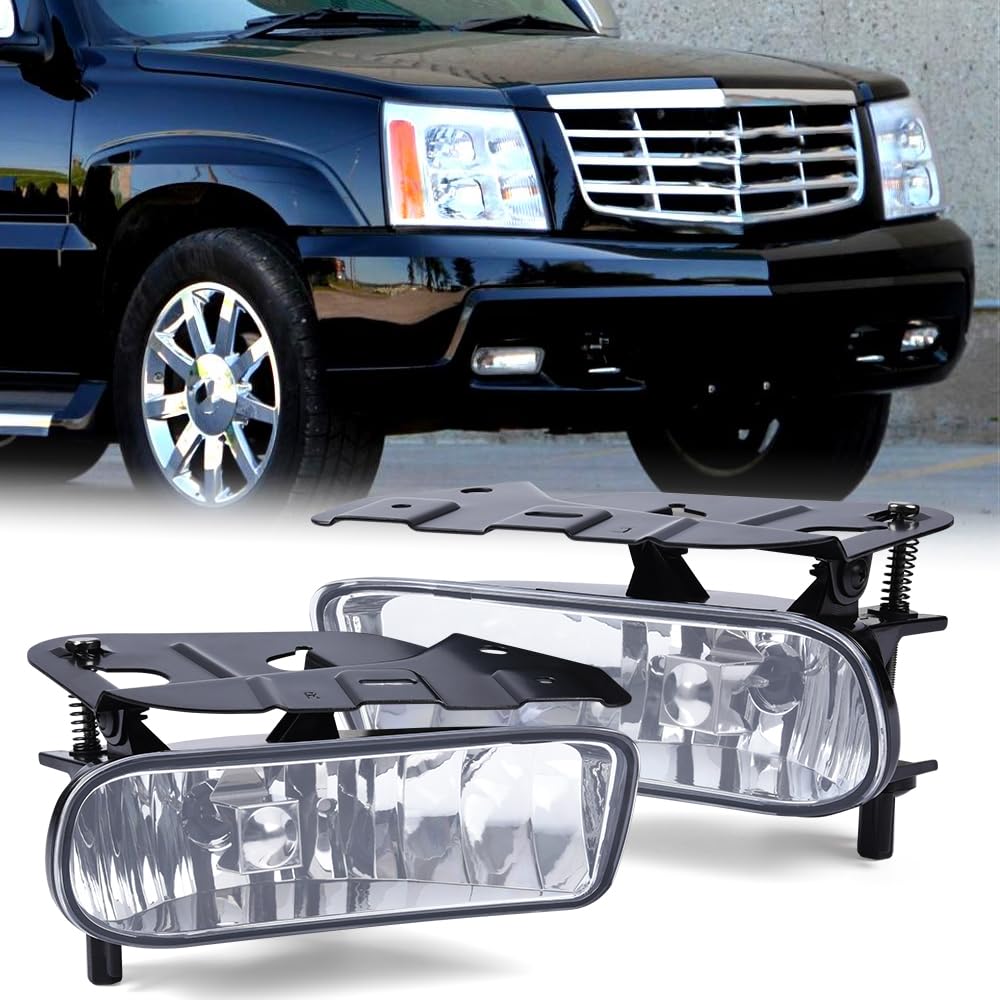 Grand Orange Front Bumper Fog Lights W/Bulb 880 12V 27W Clear Lens Compatible With Cadillac Escalade 2002-2006