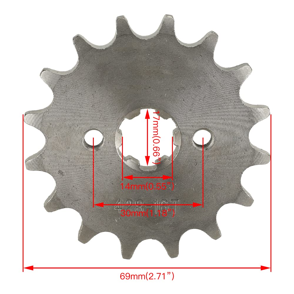 Hiaors 428 16T 17Mm Motorcycle Front Engine Sprocket For 50Cc 70Cc 110Cc 125Cc 140Cc 160Cc Taotao Roketa Coolster Sunl Lifan Chi