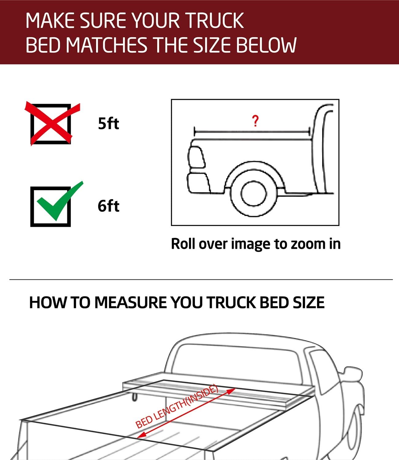 Kikito Vinyl Soft Quad-Fold Truck Tonneau Cover For 2016-2025 Tacoma 6Ft(73.7In) Bed |For Models With Or Without The Deck Rail S