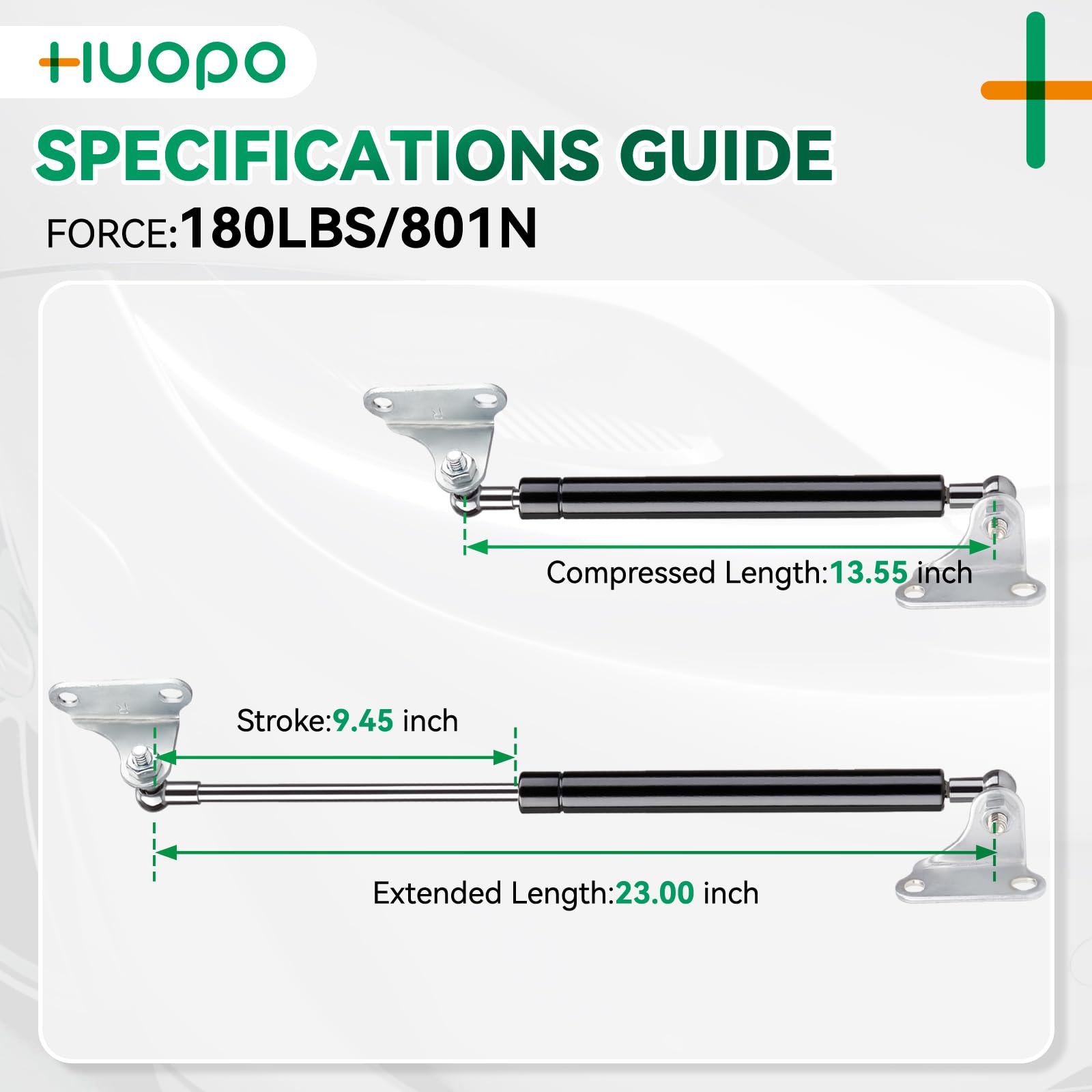 Huopo 23 Inch 180Lb/800N Gas Strut Shock Lift Support For Rv Bed Storage Lid Basement Compartment Door Floor Hatch Container Ven