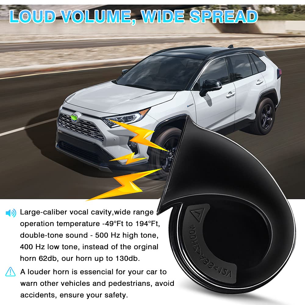 Autorder Car Horn Kit for Toyota RAV4 2024 2023 2022 2021 2020 2019 Accessories 12V Snail Horn Waterproof High Low Tone Car Trum