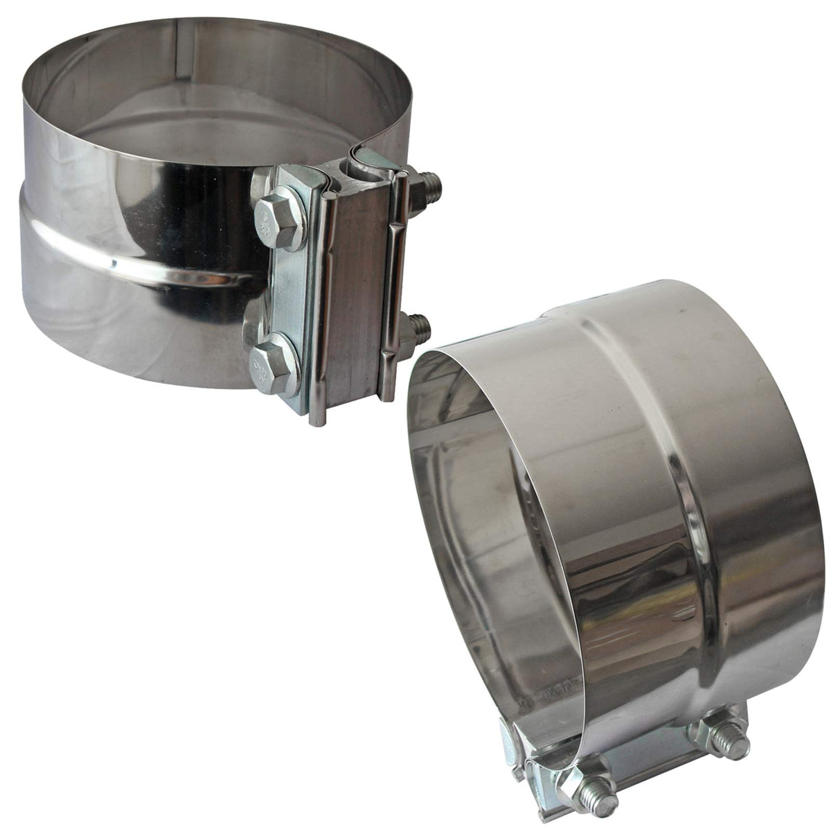 Exhaust Band Clamps 5'' Lap Joint - Stainless Steel With 1 Block 2Pcs For 5'' Od To 5'' Id Exhaust Pipe, Muffler, Elbow And Exha