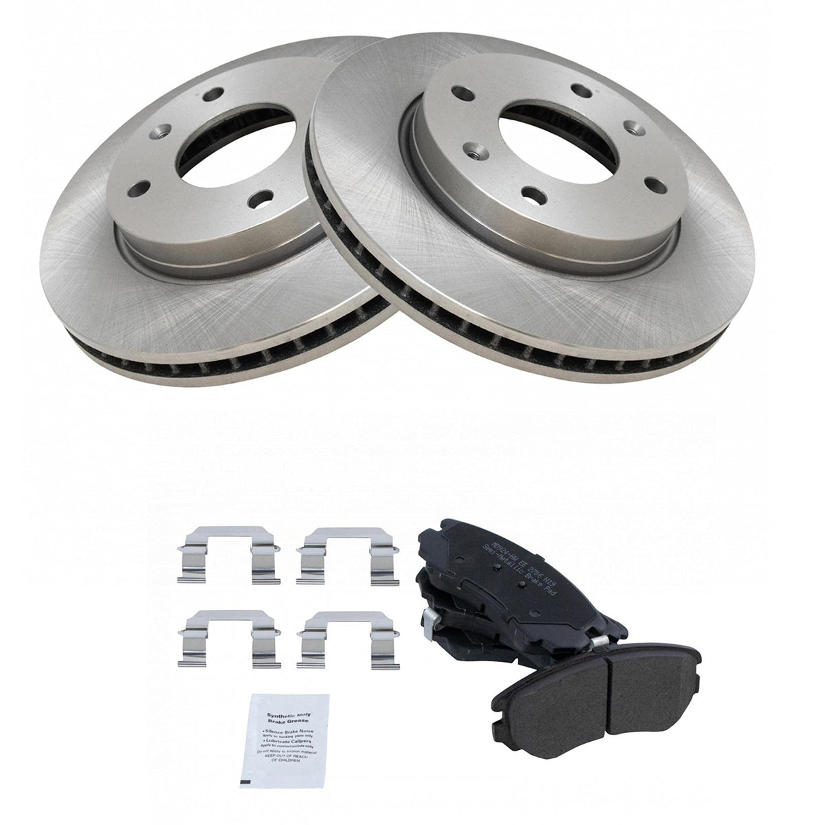 Trq Front Disc Brake Rotor & Metallic Brake Pad Kit Set Compatible With 2002 Kia Optima / 2003 Hyundai Sonata