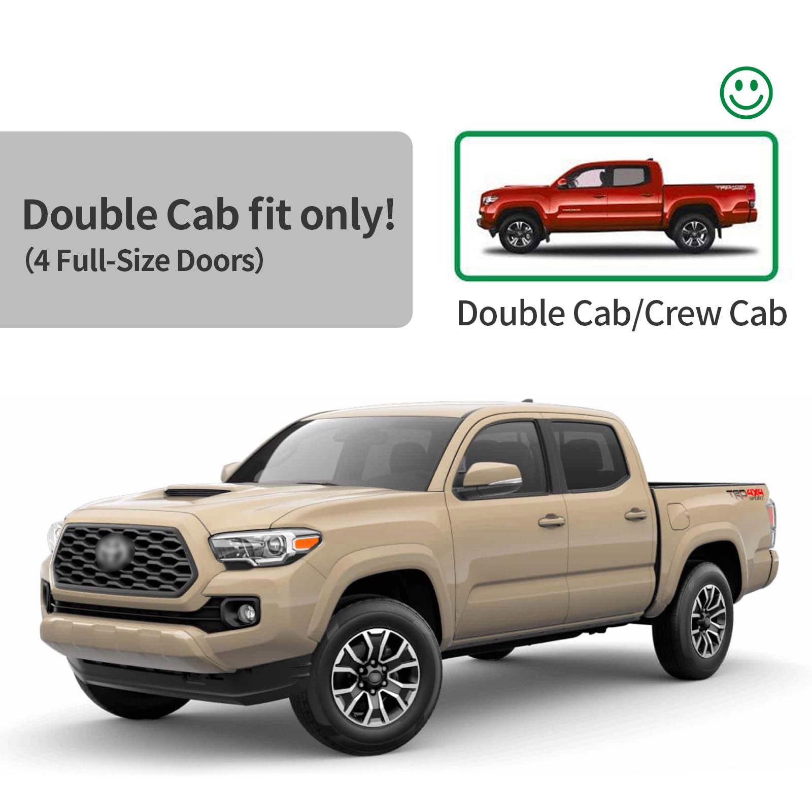 in-Channel Window Rain Guards for 2016-2023 Toyota Tacoma Double Cab/Crew Cab, Window Visor Guard Vent Shade Wind Deflector Rain