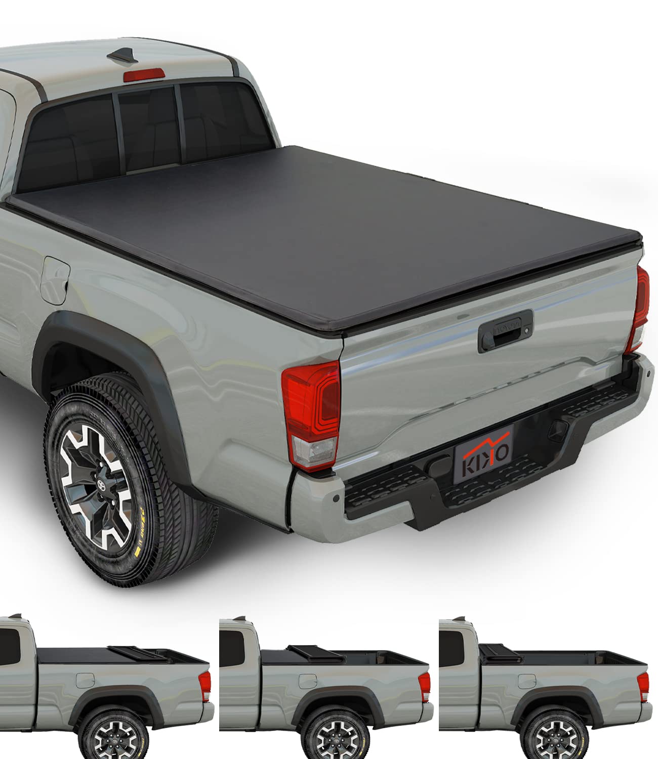 Kikito Vinyl Soft Quad-Fold Truck Tonneau Cover For 2016-2025 Tacoma 6Ft(73.7In) Bed |For Models With Or Without The Deck Rail S
