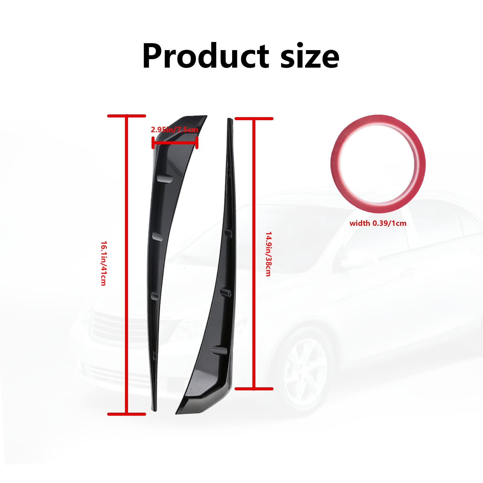 2Pcs Car Fender Side Vents, Air Vent Trim Cover, Abs Carbon Fiber Exterior Sticker, Air Flow Intake Hole Grille Auto Exterior Accessories Universal (Black)