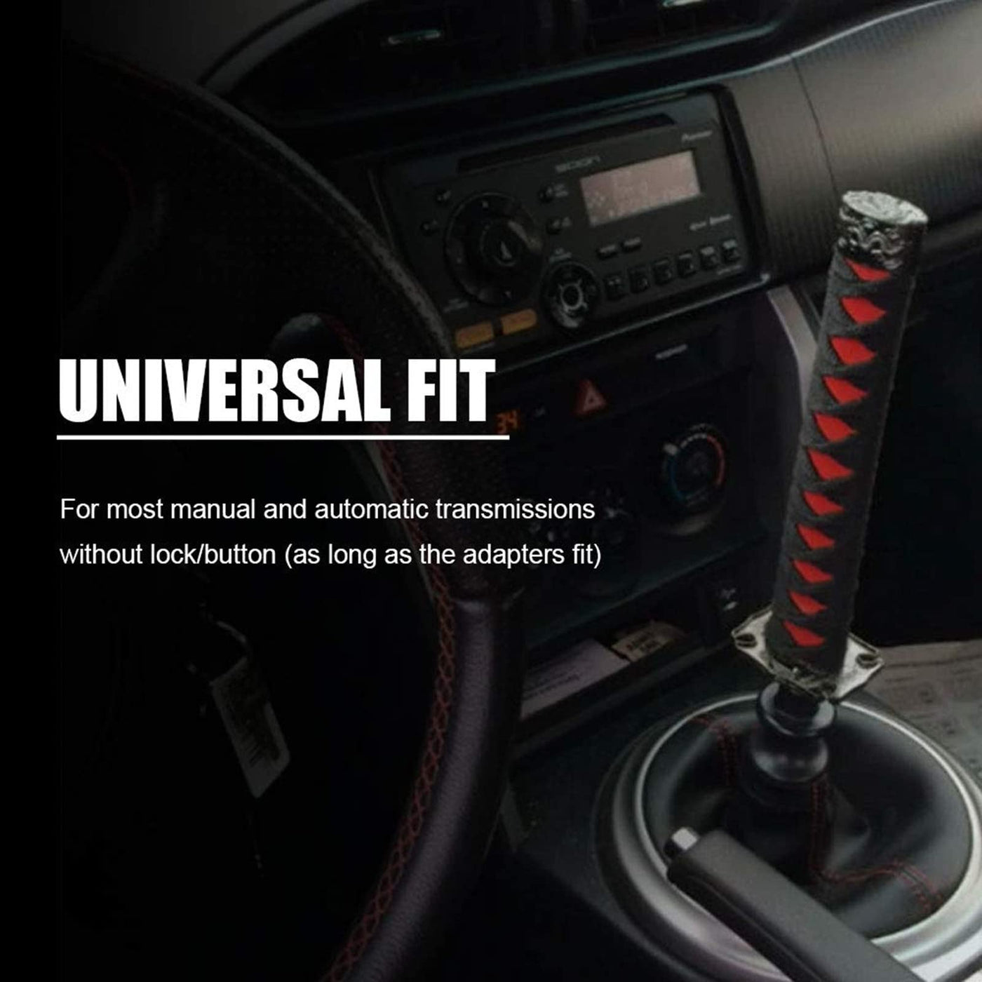 katana gear shift knob RYANSTAR Katana Shift Knob Samurai Sword Gear Shifter with 4 Adapters Universal Fit Compatible with Manual Cars Most Automatic Cars with 4 Adapters