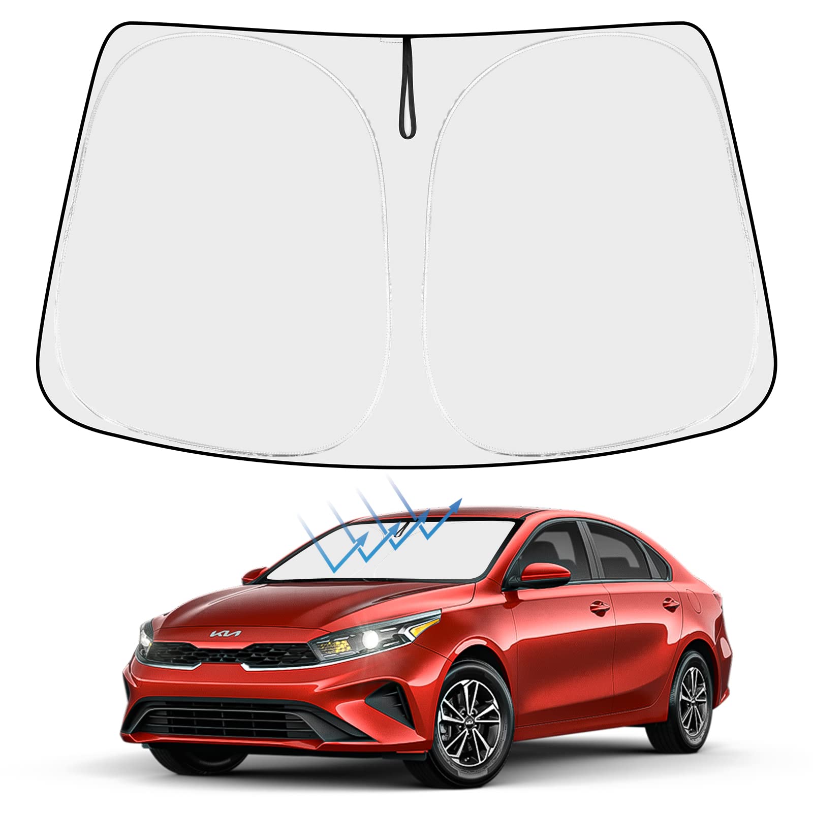 Proadsy 2025 Upgrade Windshield Sun Shade Custom Fit Kia Forte 2019-2024 2025 4-Layer Foldable Front Sunshade Protector Sun Viso