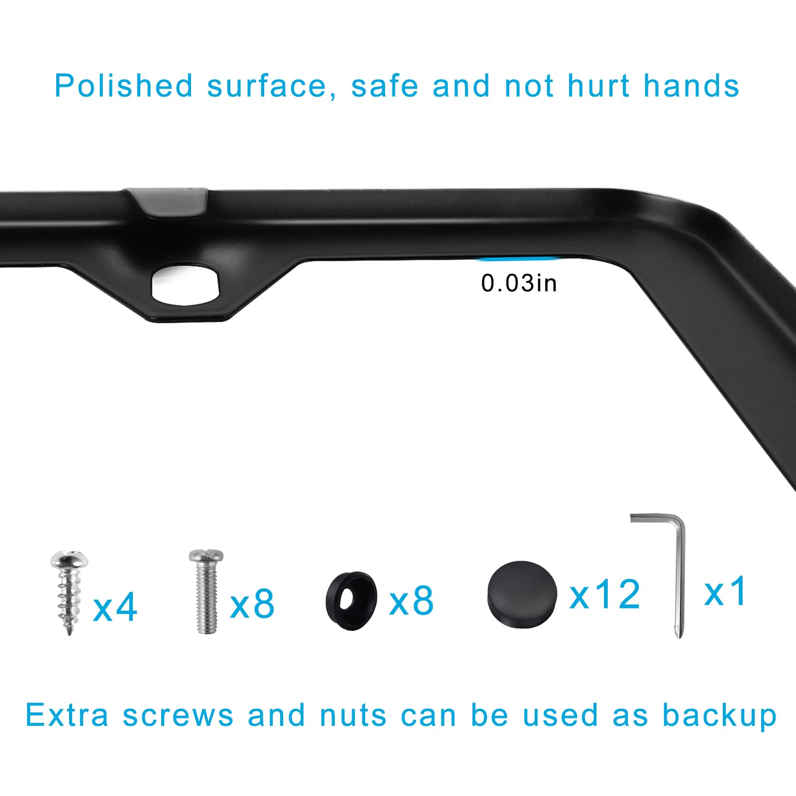 Lrokimg Black License Plate Frames 2 Pack, License Plate Holders Stainless Steel, Universal Us Car License Plate Covers With Scr