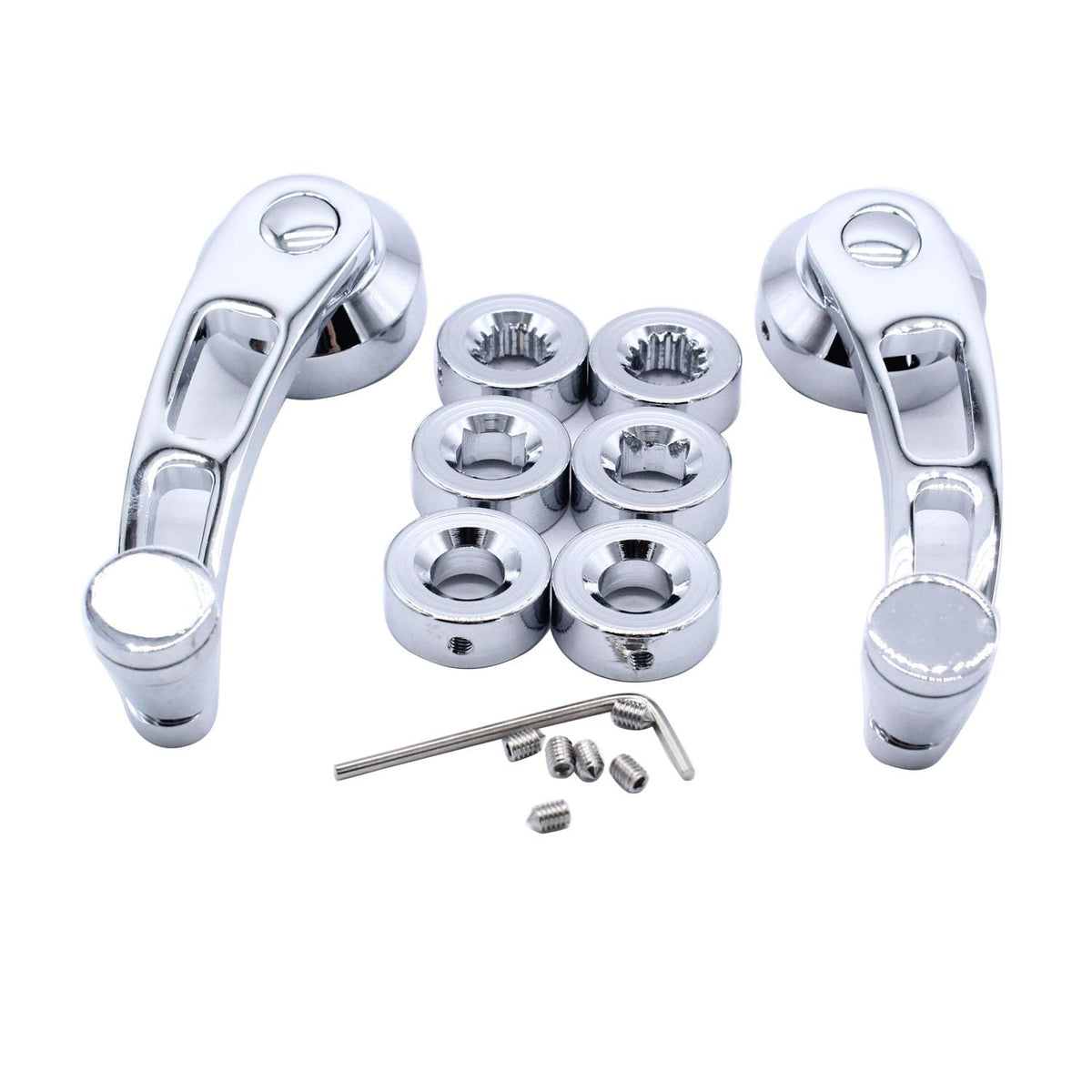 SHLPDFM 2 Sets Window Crank Handle Chrome Billet Aluminum 4 1/4 Window Crank Handle Fits for Hot Rod Chevy Ford Chrysler