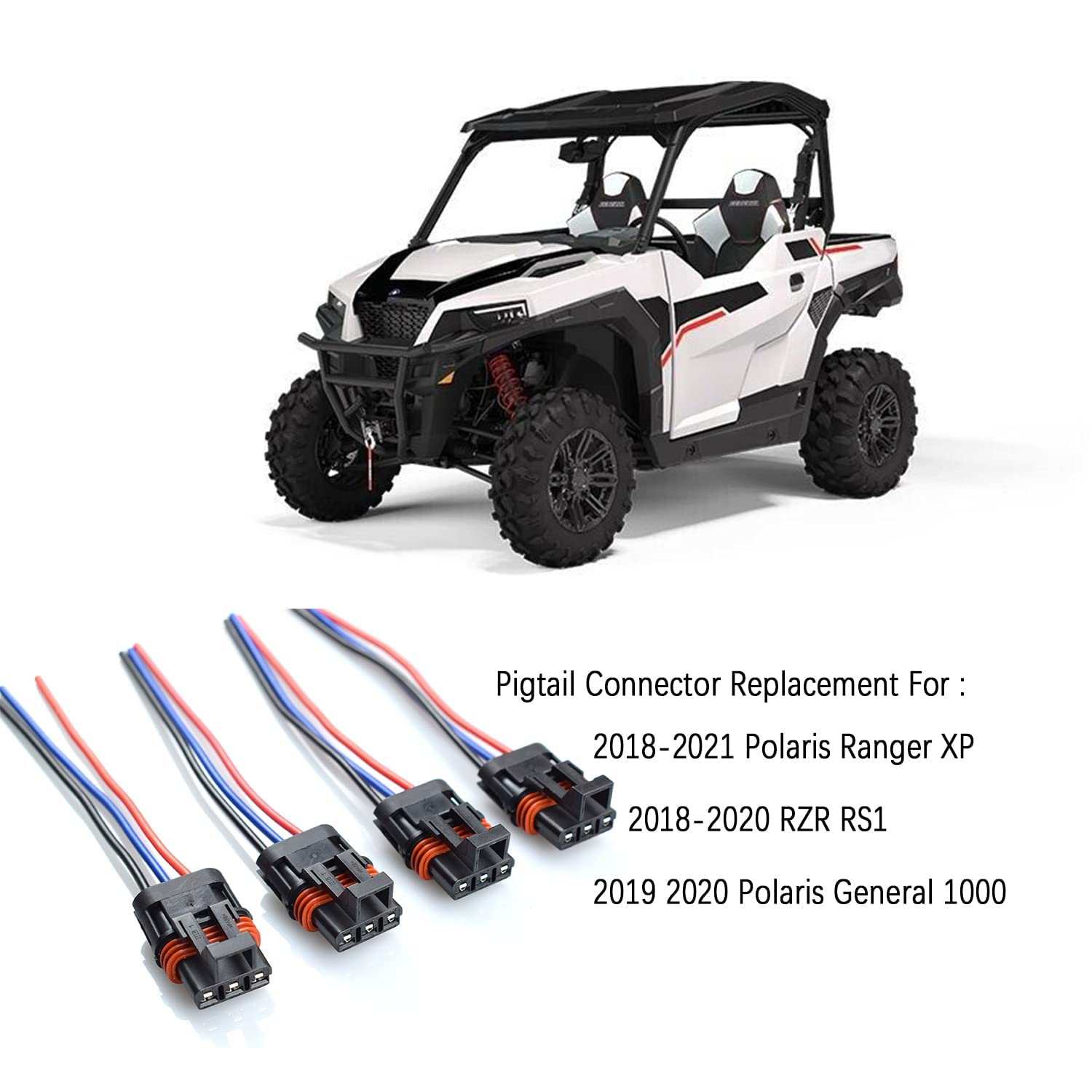 VKVXCLON Pulse Power Plug Pigtail Connector for Polaris Ranger XP 1000/RZR/Pro RS1/General (6 Pcs, Black Red Blue)