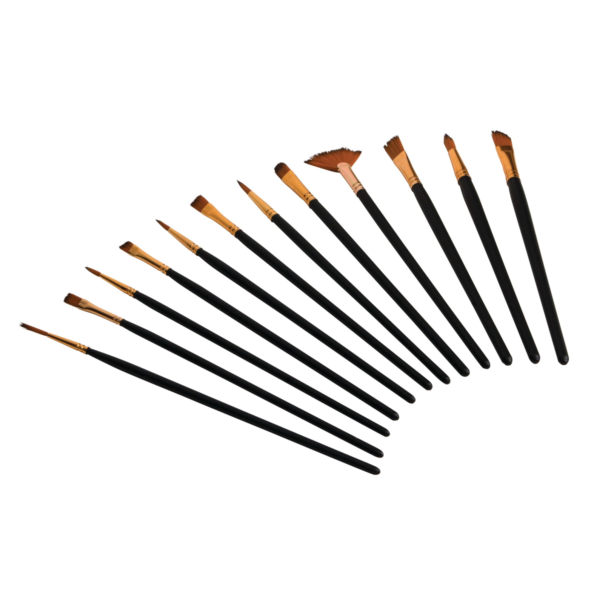 Performance Tool W228 12-Piece Paint Brush Set with Nylon Bristles and Wooden Handles - Ideal for Automotive Detail, Home, and A