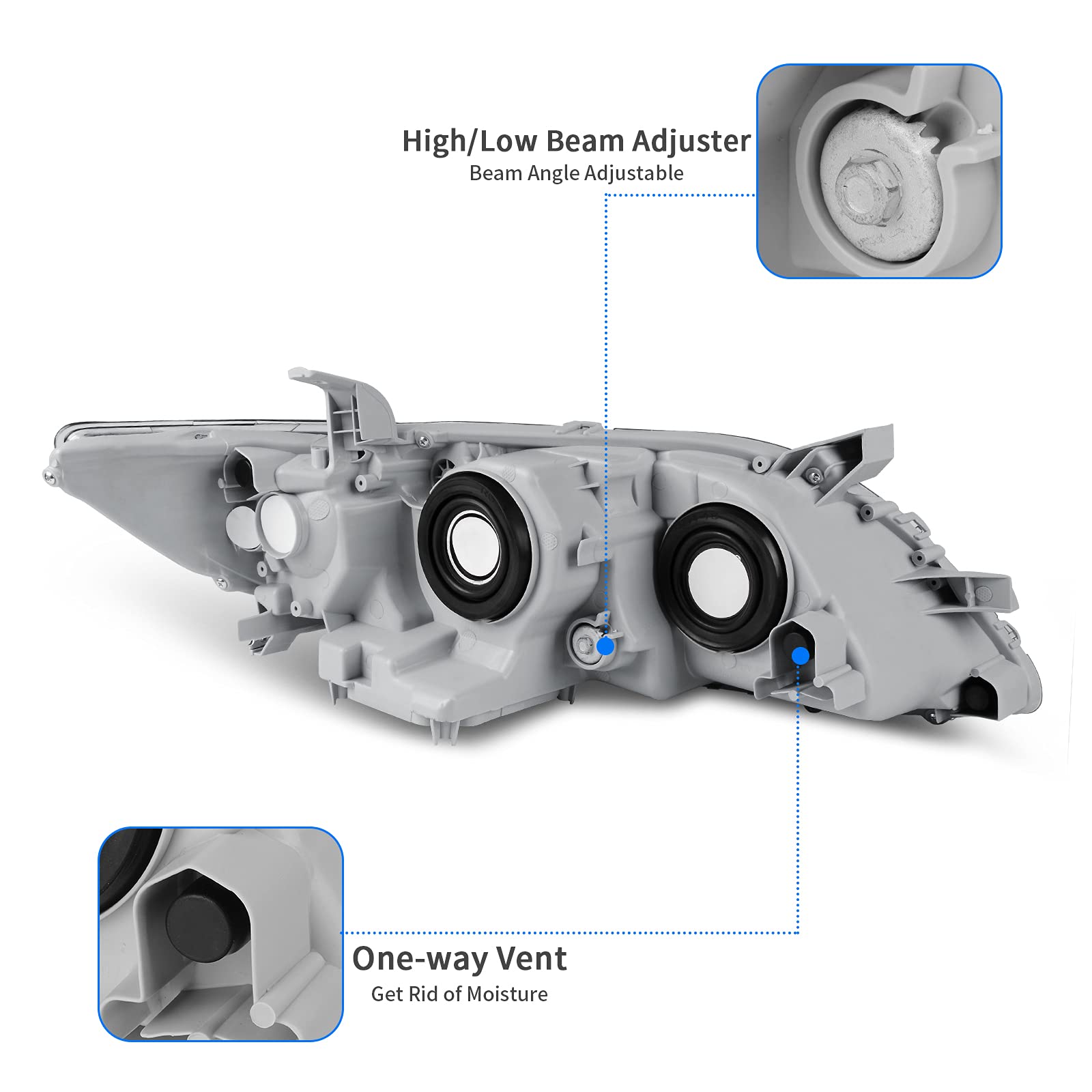 Dwvo Projector Headlight Assembly Compatible With 07 08 09 2007 2008 2009 Camry Exclude Hybird Black Housing With Amber Reflecto