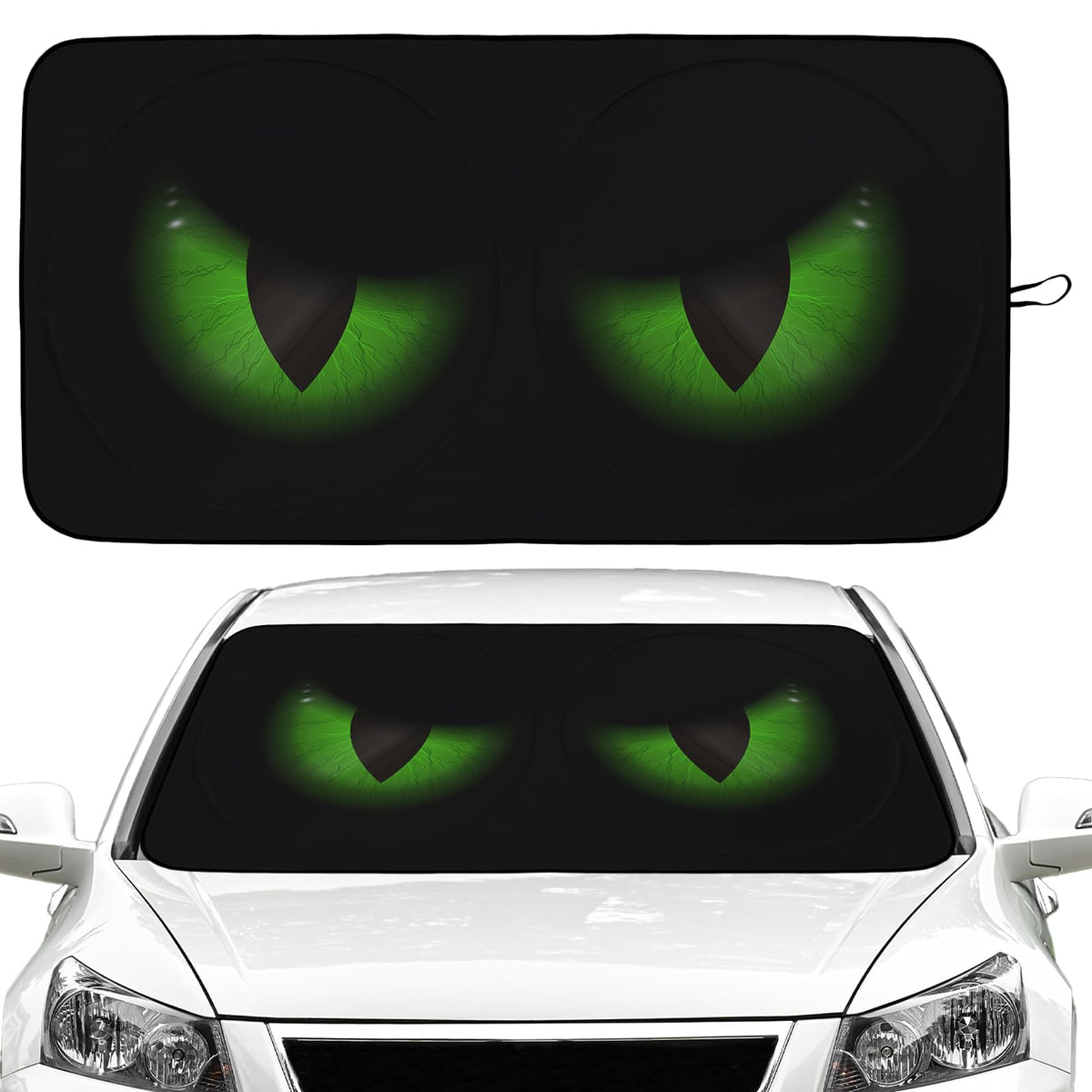 Green Eyes Car Windshield Sun Shade Foldable Sunshade Front Window Cover Sun Visor Protector Accessories for Truck SUV (59x27.5 