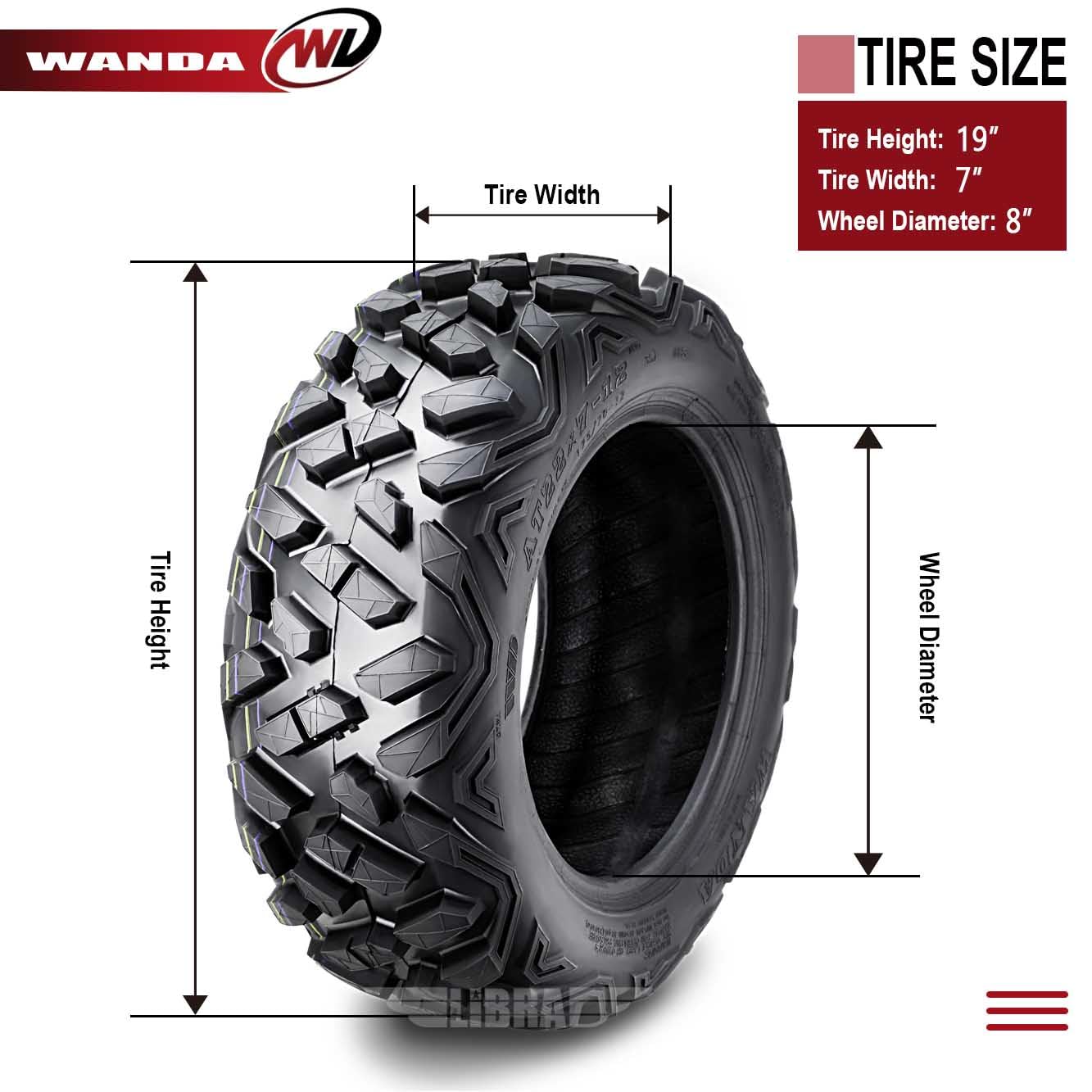 Wanda Set Of 4 Sport Atv Tires 19X7-8 19X7X8 4Pr Big Horn Style