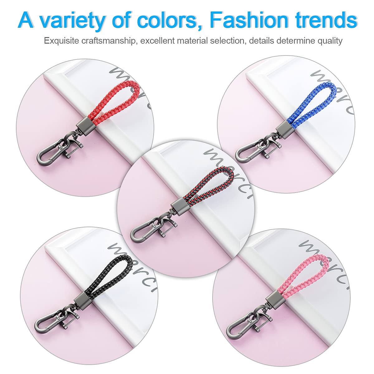 Car Key Acorn Weave Paracode Key Chain Ring, Thick Leather Braid Rope Car Keychain Ring For Men And Women, Suit For All Cars (Black)