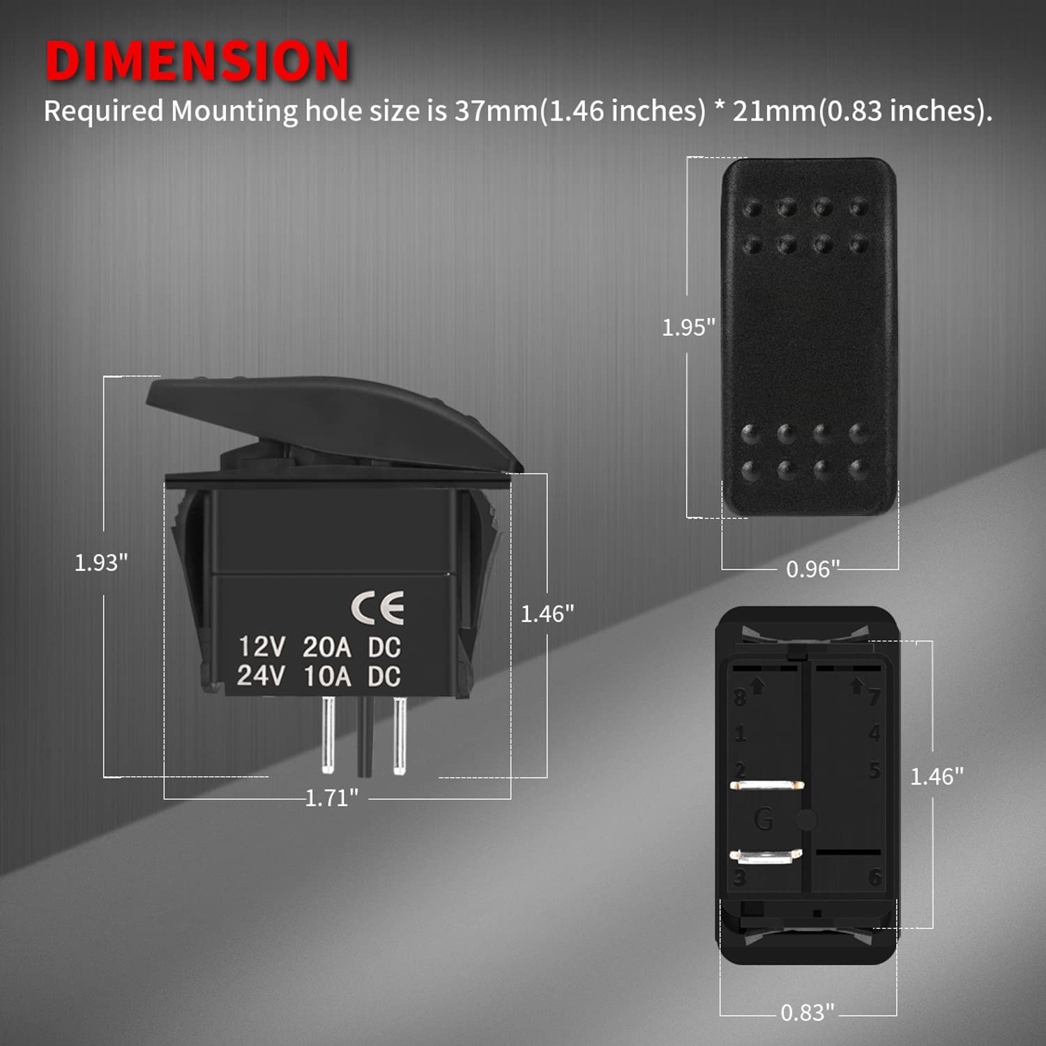 Daiertek Marine Rocker Switch 12V Waterproof Toggle Switch 12 Volt 20A Spst 2 Pin On/Off Heavy Duty For Boat Rzr Rv Automotive