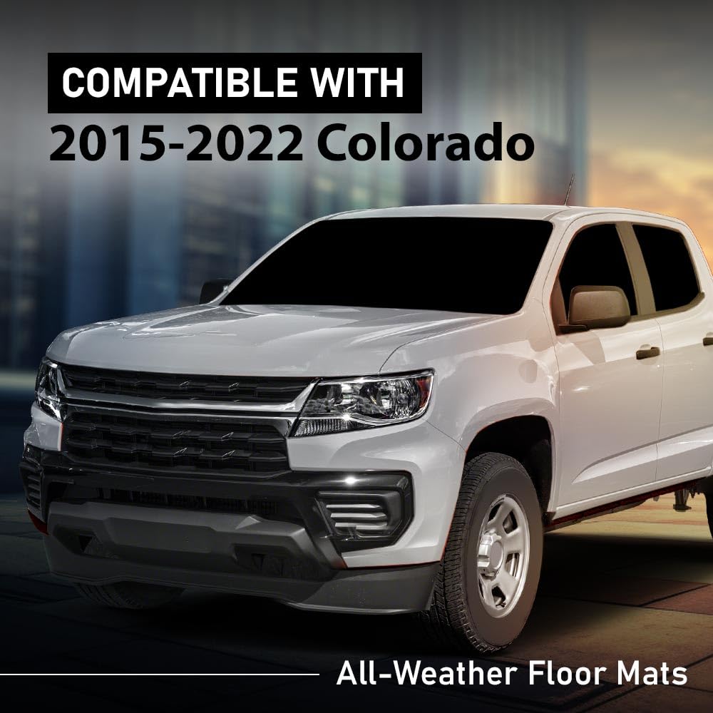 G-PLUS TPE Floor Mats for Chevy Colorado/GMC Canyon 2015-2022, Black All-Weather Liners, Full Coverage for 1st & 2nd Row