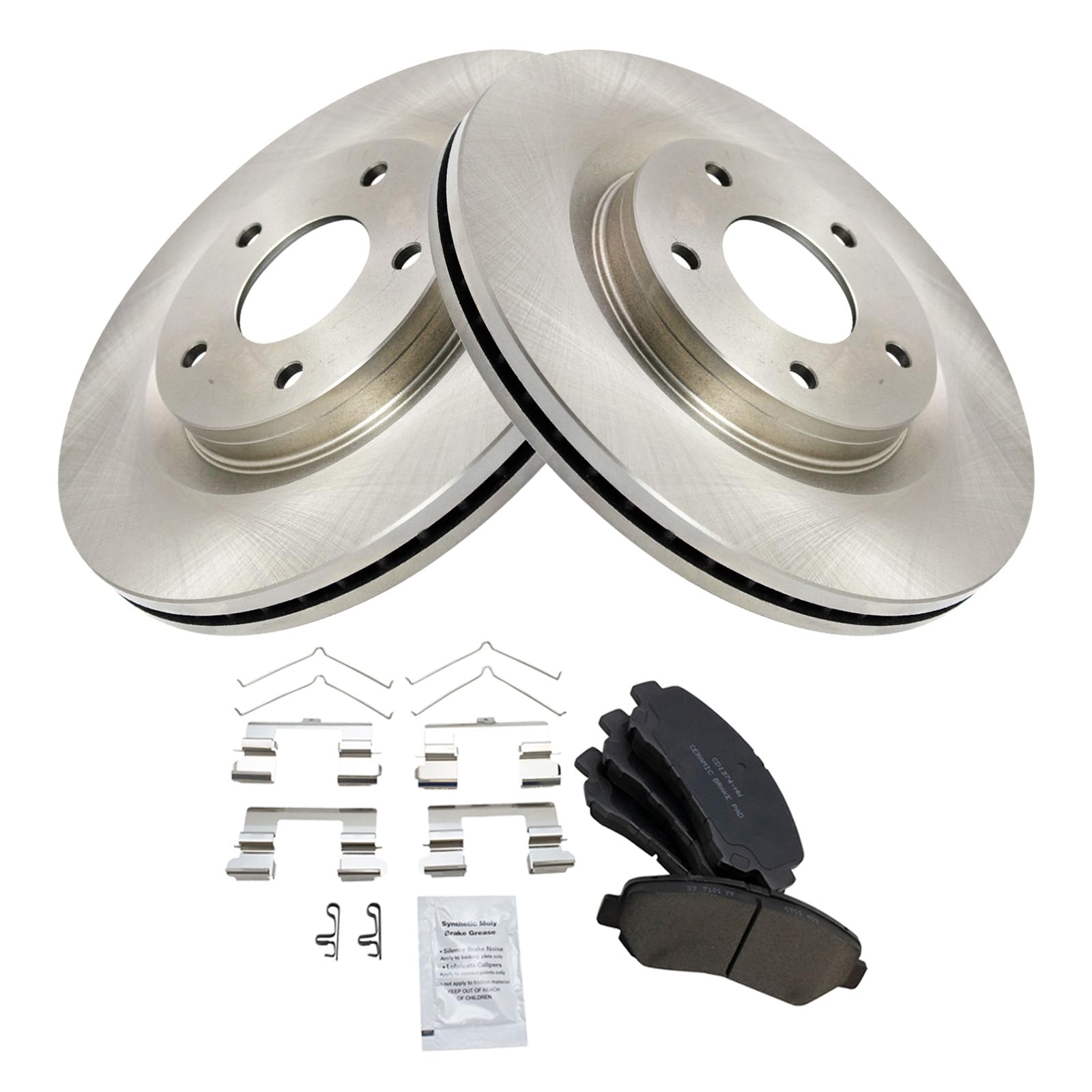 Trq Front Brake Pad & Rotor Kit Brake Pads Brake Rotor Ceramic Compatible With 2014-2017 Nissan Juke