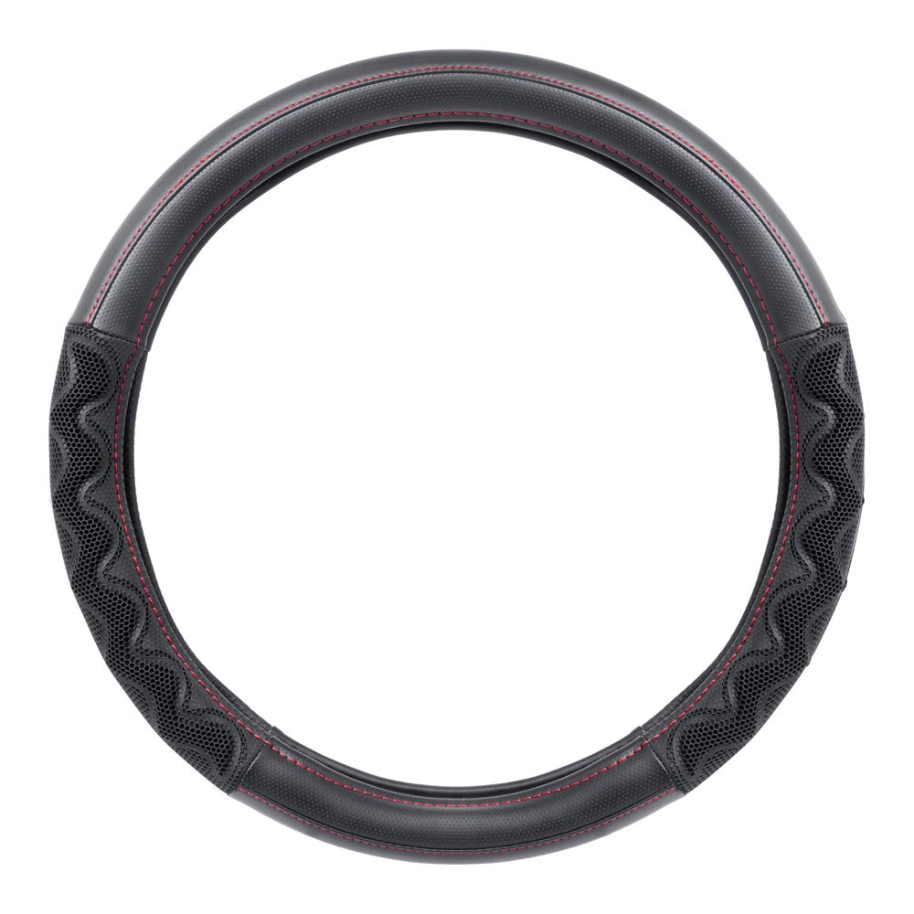 Motor Trend MaxGrip Black Steering Wheel Cover, Standard 15 inch Size, Advanced Breathable Traction Grip, Car Steering Wheel Cov