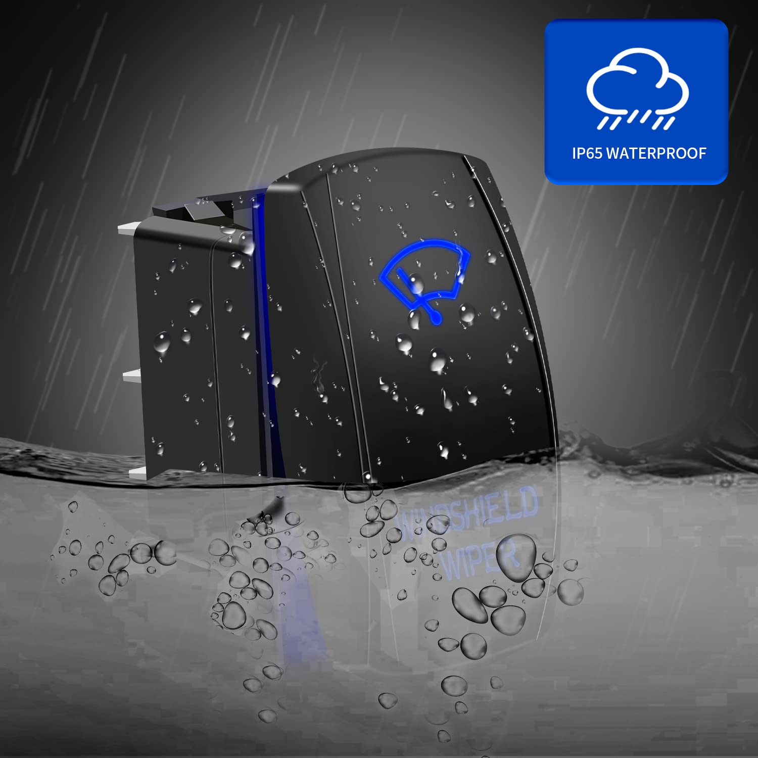 Rocker Switch 5Pin Laser On/Off Blue Led Light 20A/12V 10A/24V Toggle Switch With Jumper Wires Set For Automotive Boat Marine Tr