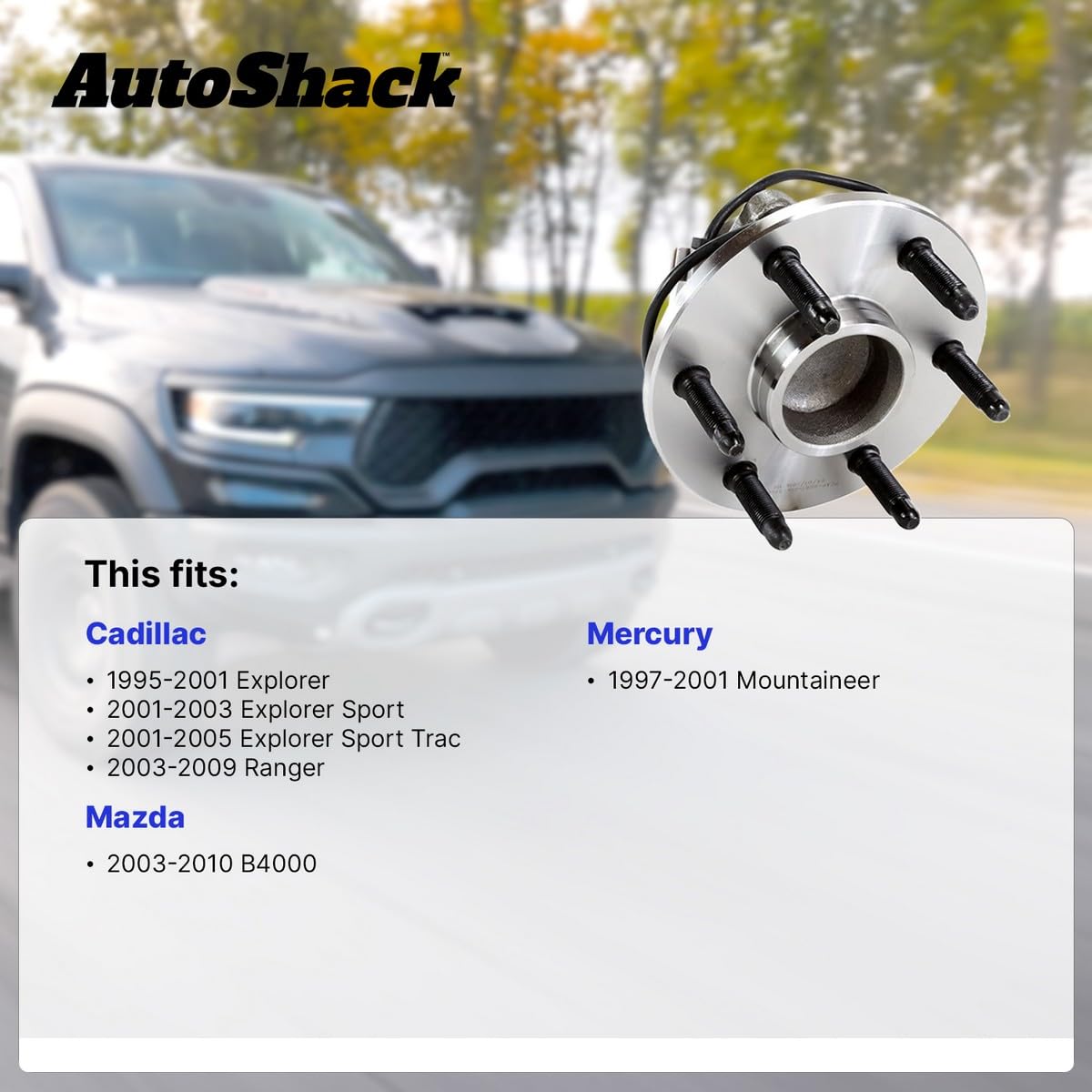 Autoshack Front Wheel Hub Bearing Pair Of 2 Driver And Passenger Side Replacement For Ford Explorer Sport Trac 2003-2009 Ranger 2003-2010 Mazda B4000 1997-2001 Mercury Mountaineer 4Wd 5-Lug Hb615054Pr