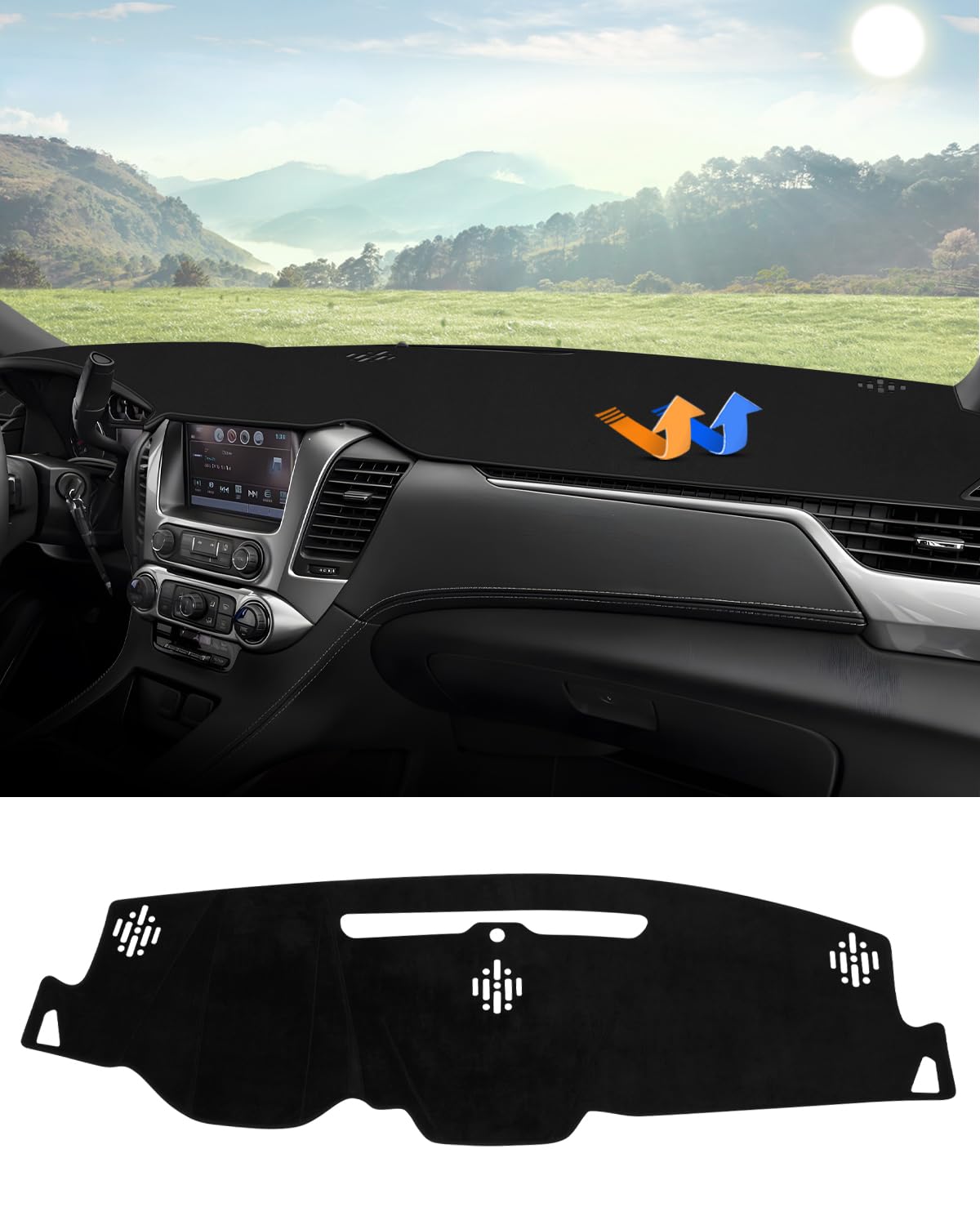 Autorder Dashboard Cover Mat For 2015-2020 Chevy Chevrolet Tahoe/Suburban/Gmc Yukon Accessories Dash Cover Mat Flannel Sunshade
