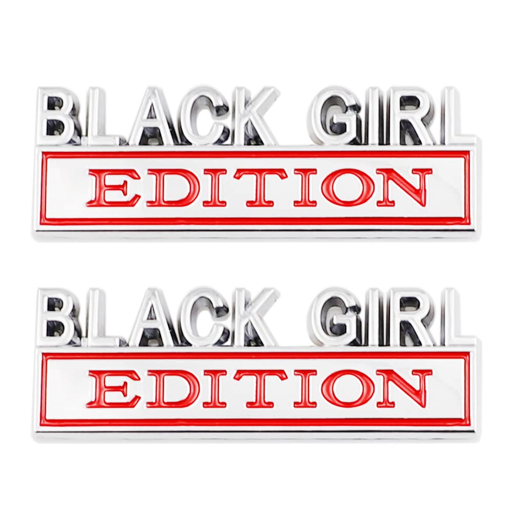 2 Pcs Black Girl Edition Emblem Car Side Rear Front Hood Trunk Door Badge 3D Decal Sticker Fit For Car Truck Suv (Black Girl, Si