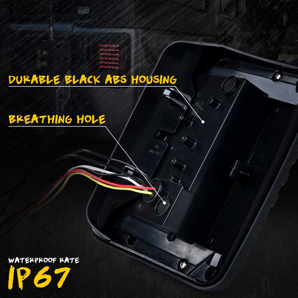 Xprite Tail Lights with Rear Brake Turn Signal & Reverse Lights Function, LED Rear Lights Compatible with 2007-2018 Jeep Wrangle