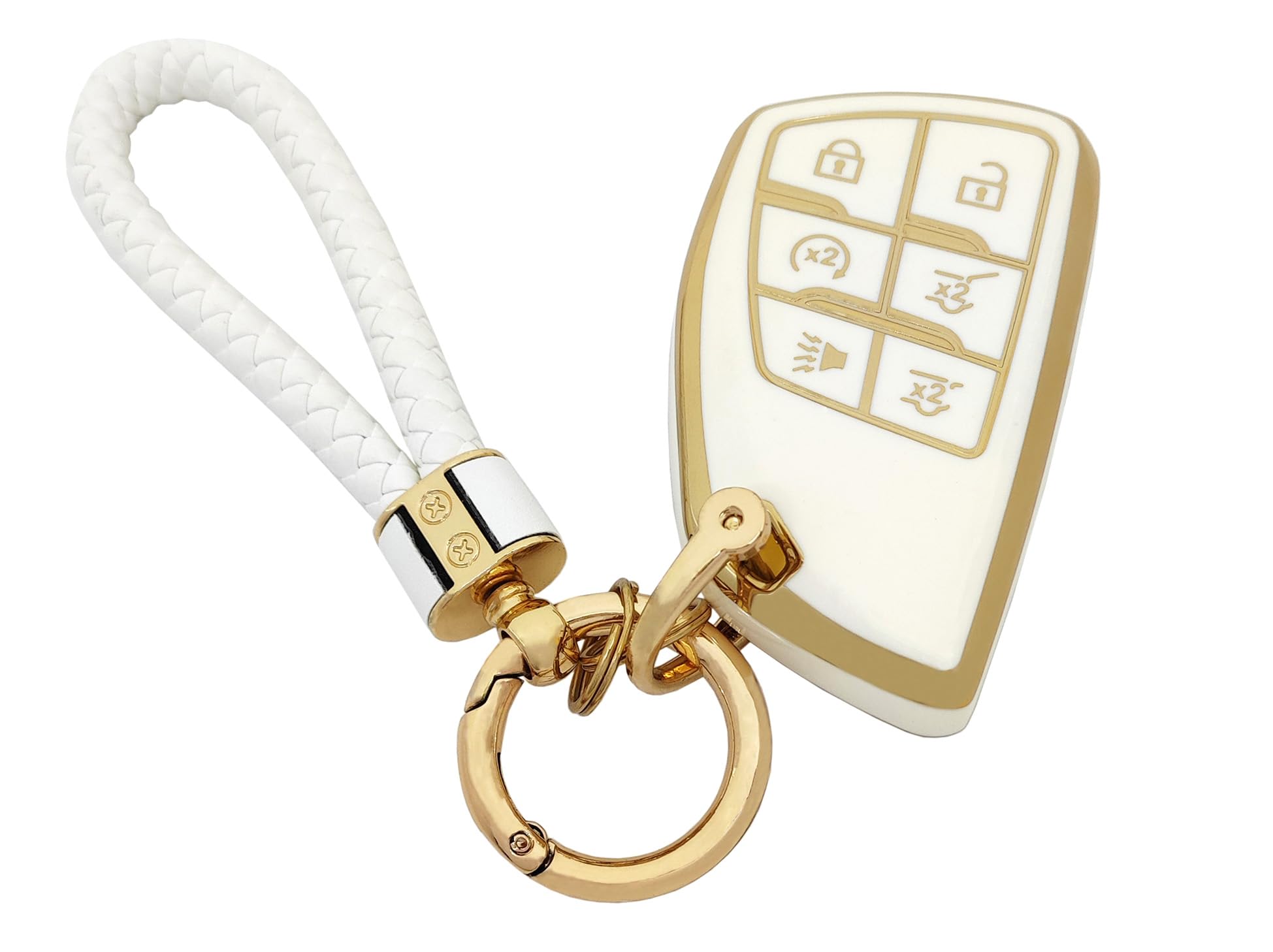 Arruweer 6 Buttons TPU Key Fob Cover Fit for Chevy 2021-2023 Suburban Tahoe GMC Yukon Buick Encore Avenir Key Shell Protector Ho