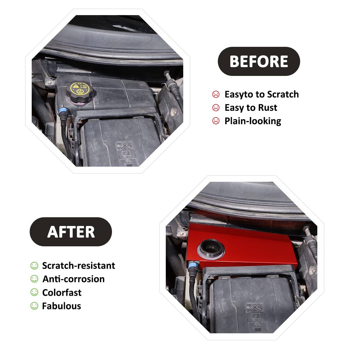 Jonkoko Aluminum Alloy Engine Antifreeze Fuse Box Cover For Chevrolet Corvette C7 2014-2019 Hood Engine Trim Sticker Interior Accessories (Red)