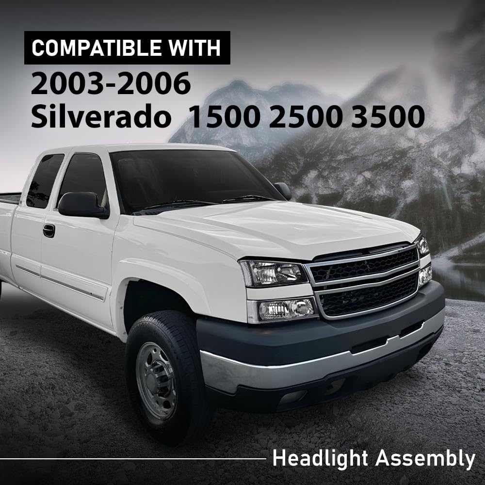 G-Plus Headlights Compatible With Chevy Avalanche 1500 2500/Fit Chevy Silverado 1500 2500 3500 2003-2006/Fit Chevy Silverado 150