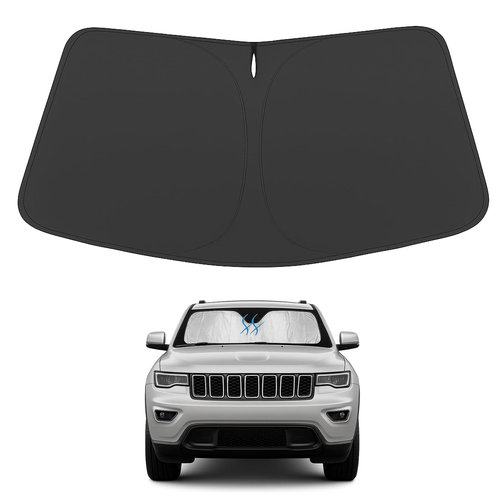 Proadsy 2025 Upgrade Windshield Sunshade Custom For Jeep Grand Cherokee 2014-2024 2025 Block Sun & Uv Foldable 4-Layer Front Win