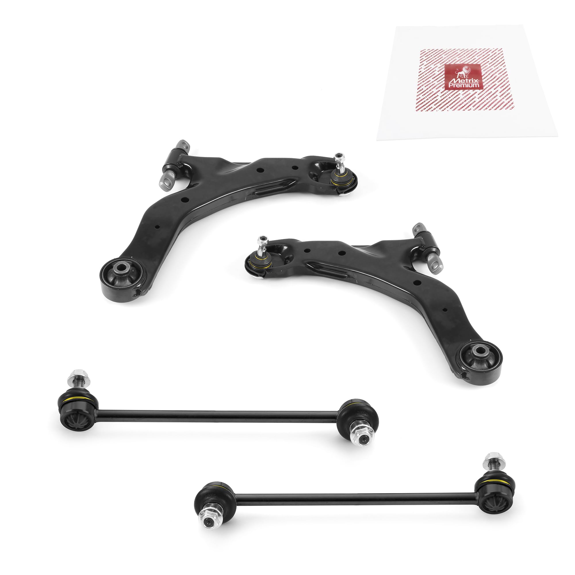 Metrix Premium Chassis Parts - 4 Pc Front Lower Control Arm & Front Sway Bar Stabilizer End Link Kit Fits 04-09 Kia Spectra, 05-