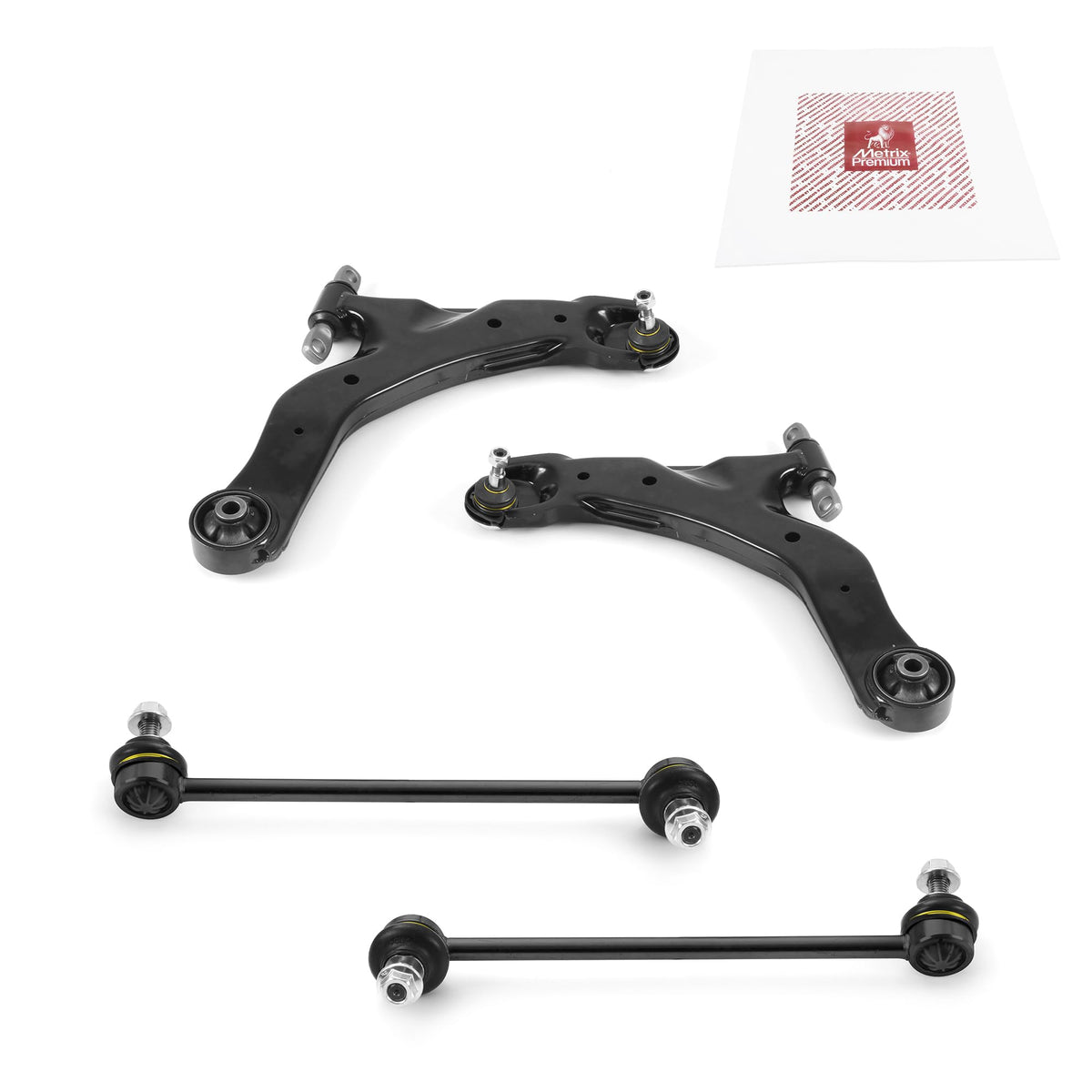 Metrix Premium Chassis Parts - 4 Pc Front Lower Control Arm & Front Sway Bar Stabilizer End Link Kit Fits 04-09 Kia Spectra, 05-