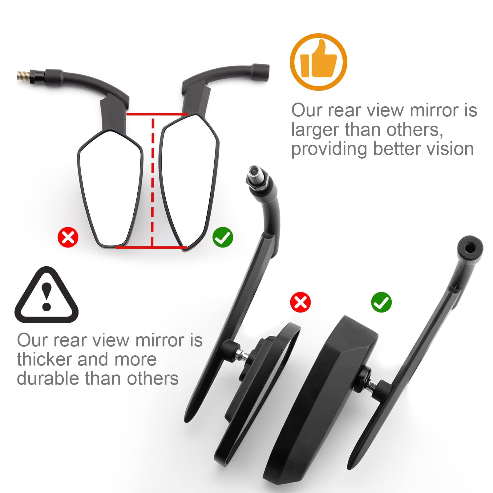 Mofun Mirrors Black Spear Blade Mirrors Compatible With 1982-2024 Harley Sportster Dyna Softail Road King Street Road Electra Glide With 8Mm Or 10Mm Clockwise Bolts